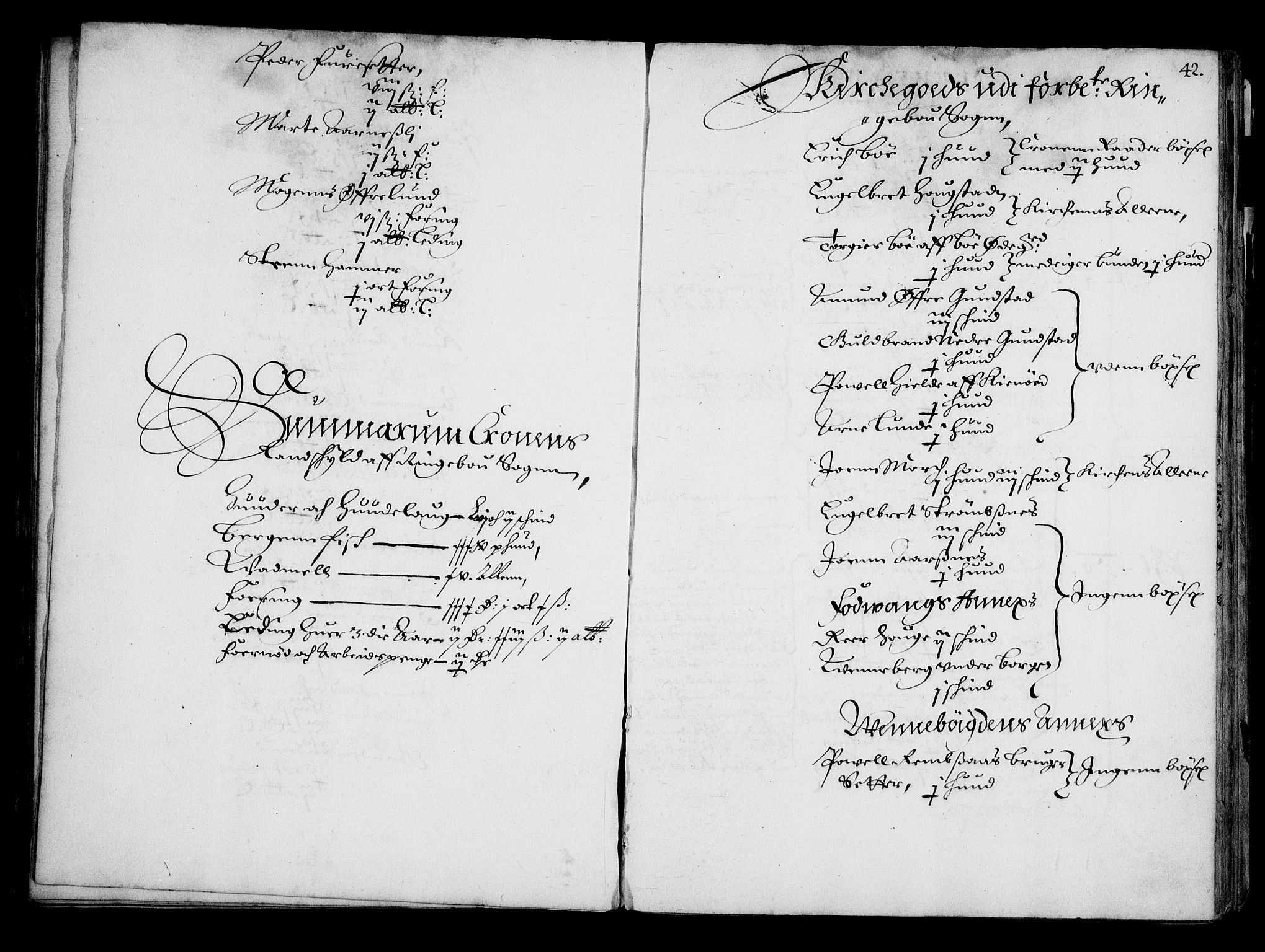 Rentekammeret inntil 1814, Realistisk ordnet avdeling, RA/EA-4070/N/Na/L0001: [XI f]: Akershus stifts jordebok, 1652, p. 41b-42a
