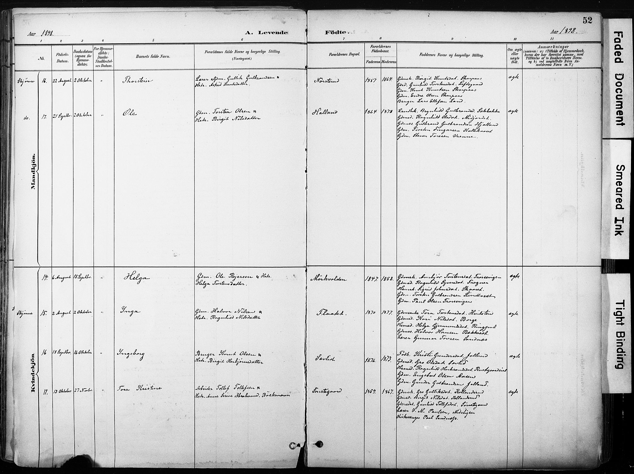 Nore kirkebøker, AV/SAKO-A-238/F/Fb/L0002: Parish register (official) no. II 2, 1886-1906, p. 52