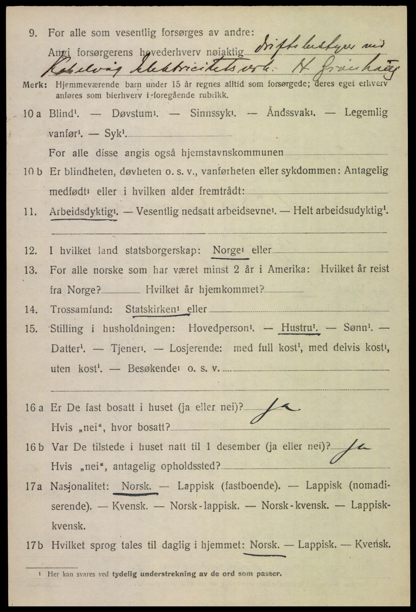 SAT, 1920 census for Vågan, 1920, p. 5384