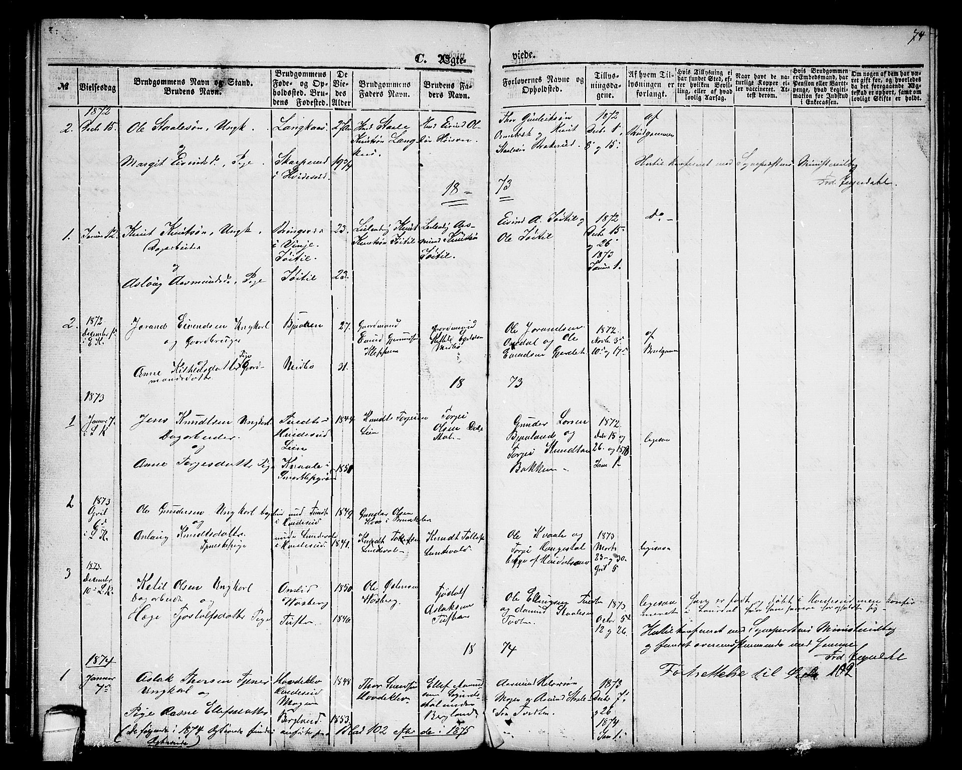 Lårdal kirkebøker, SAKO/A-284/G/Gc/L0002: Parish register (copy) no. III 2, 1852-1877, p. 74