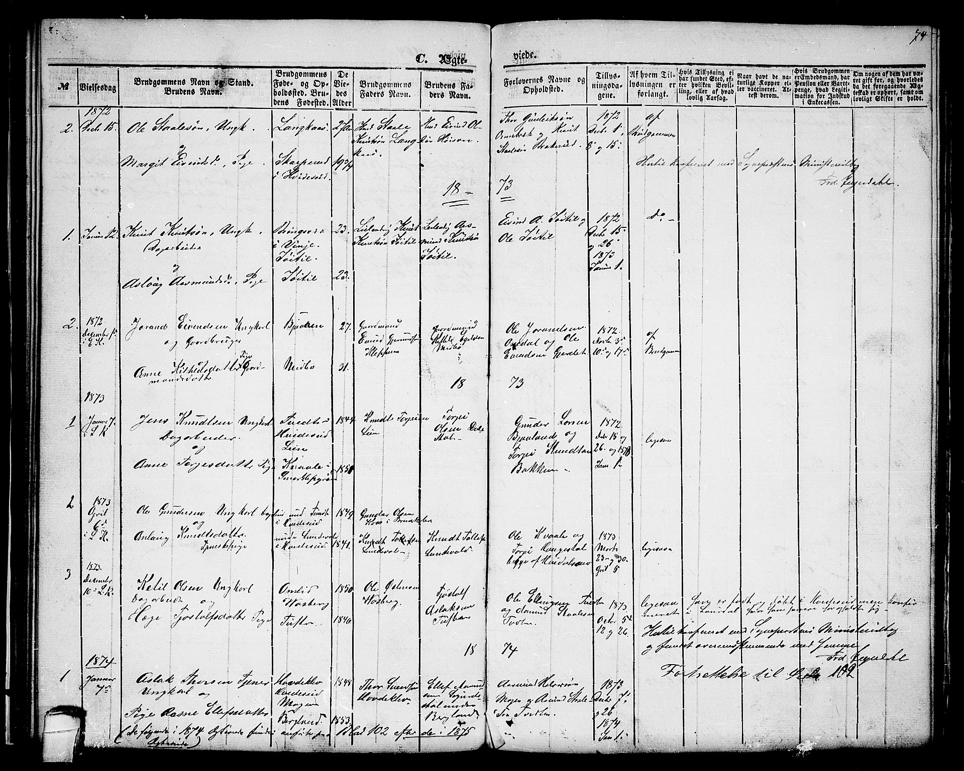 Lårdal kirkebøker, AV/SAKO-A-284/G/Gc/L0002: Parish register (copy) no. III 2, 1852-1877, p. 74