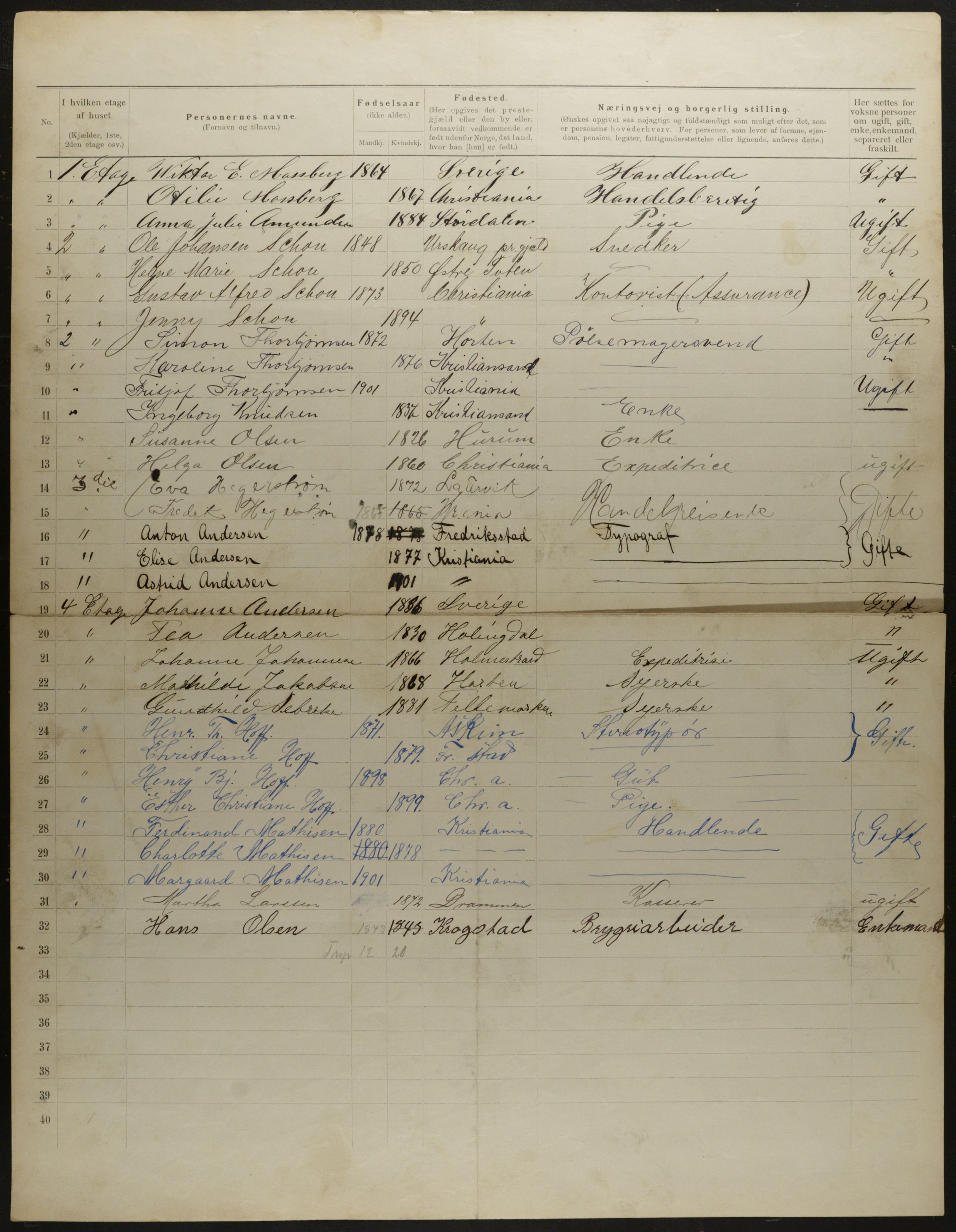 OBA, Municipal Census 1901 for Kristiania, 1901, p. 6194