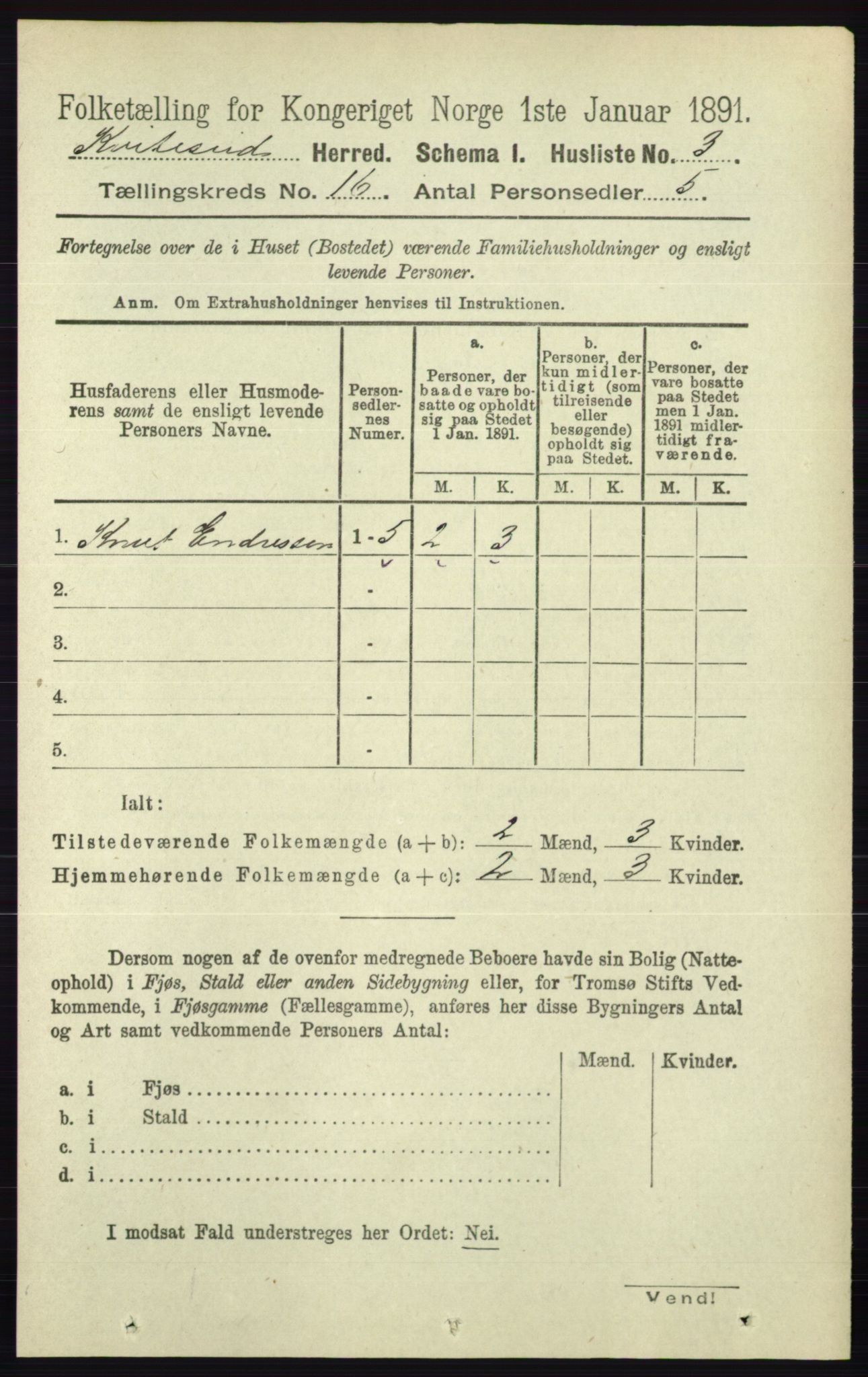 RA, 1891 census for 0829 Kviteseid, 1891, p. 3615