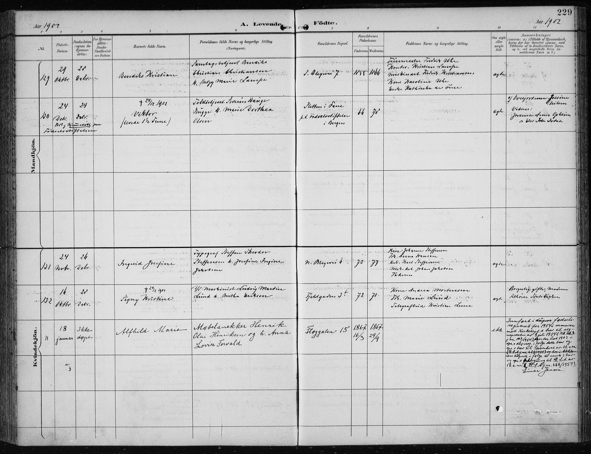 Korskirken sokneprestembete, AV/SAB-A-76101/H/Hab: Parish register (copy) no. B 10, 1896-1905, p. 229