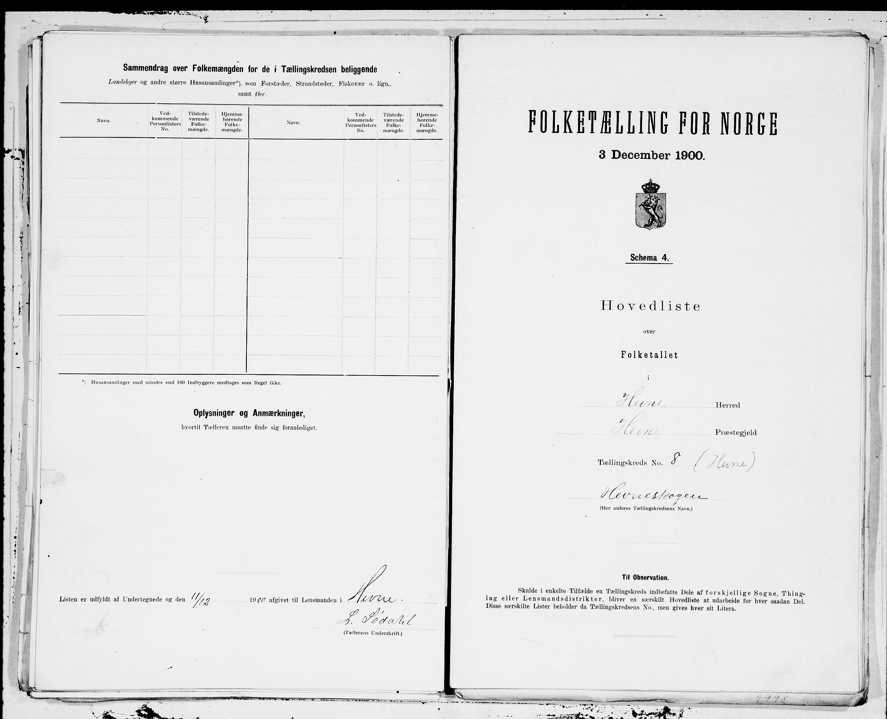 SAT, 1900 census for Hemne, 1900, p. 20