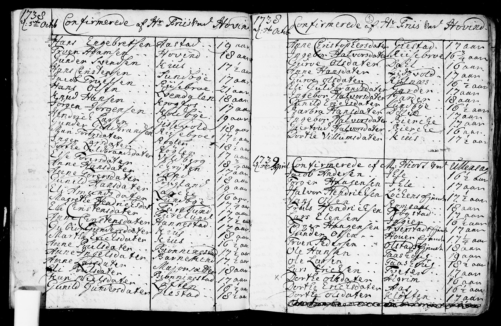 Ullensaker prestekontor Kirkebøker, SAO/A-10236a/F/Fa/L0008: Parish register (official) no. I 8, 1738-1810, p. 3