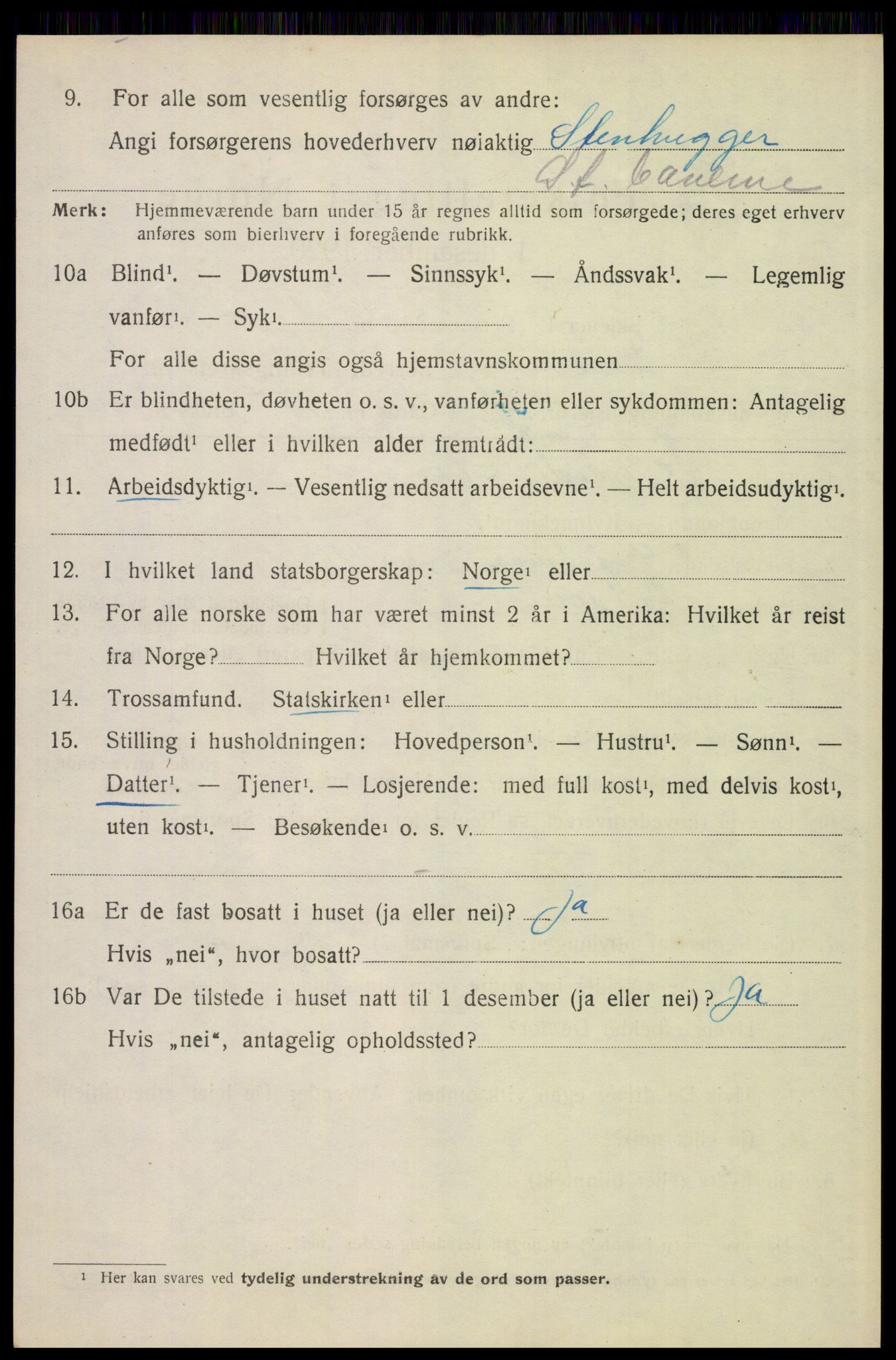 SAH, 1920 census for Elverum, 1920, p. 21207