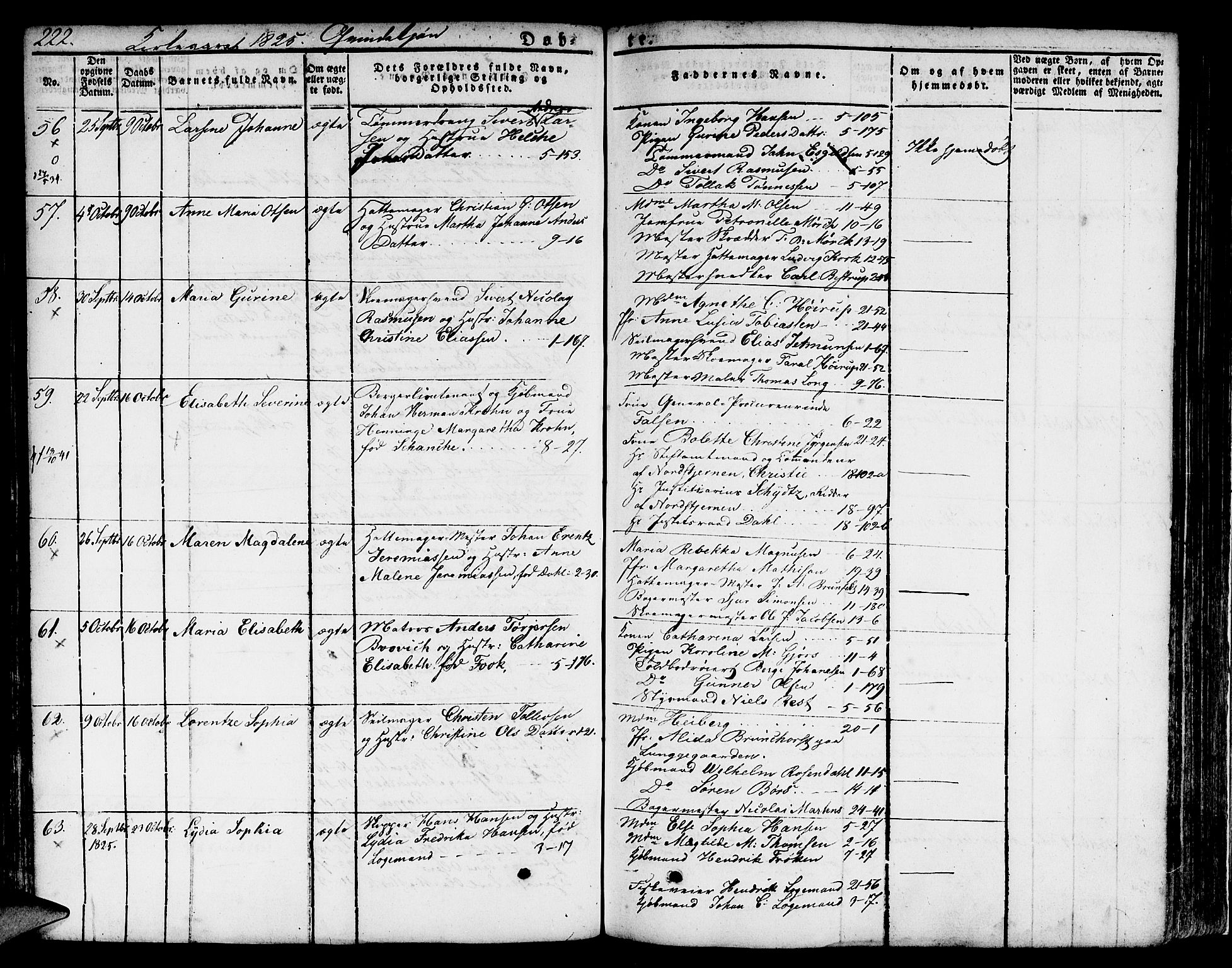 Nykirken Sokneprestembete, SAB/A-77101/H/Hab: Parish register (copy) no. A 5I, 1821-1841, p. 222