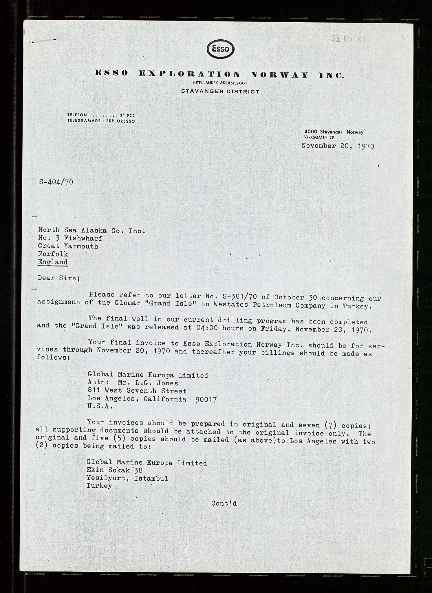 Pa 1512 - Esso Exploration and Production Norway Inc., SAST/A-101917/E/Ea/L0020: Kontrakter og avtaler, 1966-1974, p. 194