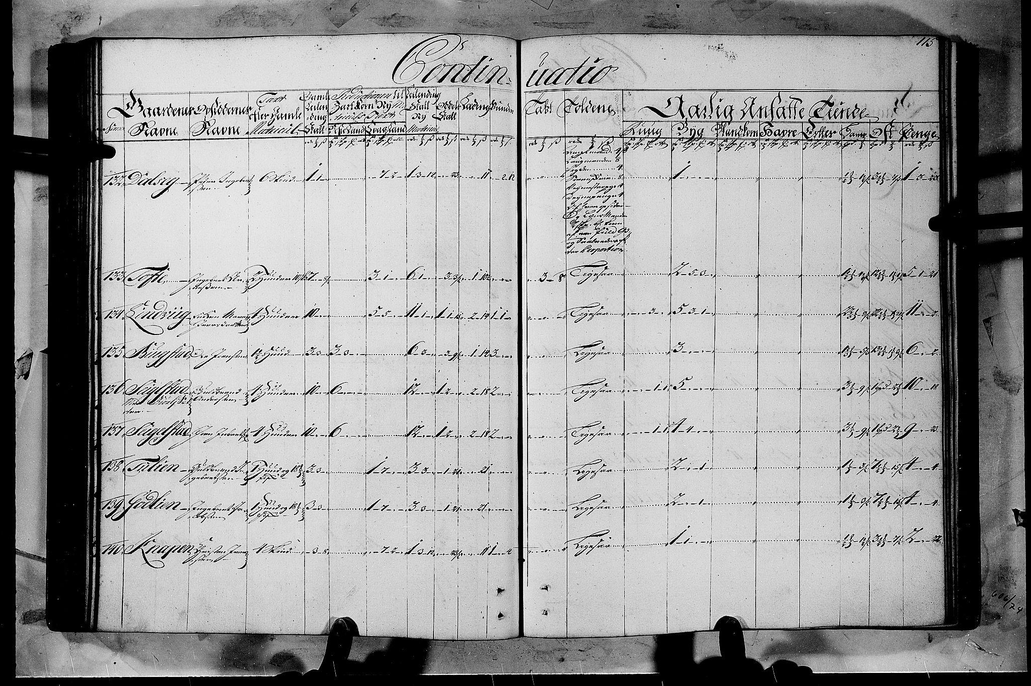 Rentekammeret inntil 1814, Realistisk ordnet avdeling, AV/RA-EA-4070/N/Nb/Nbf/L0108: Gudbrandsdalen matrikkelprotokoll, 1723, p. 114b-115a