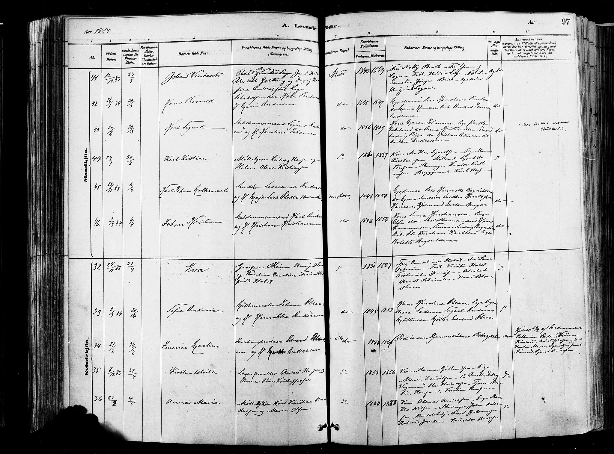 Moss prestekontor Kirkebøker, SAO/A-2003/F/Fb/L0001: Parish register (official) no. II 1, 1878-1886, p. 97