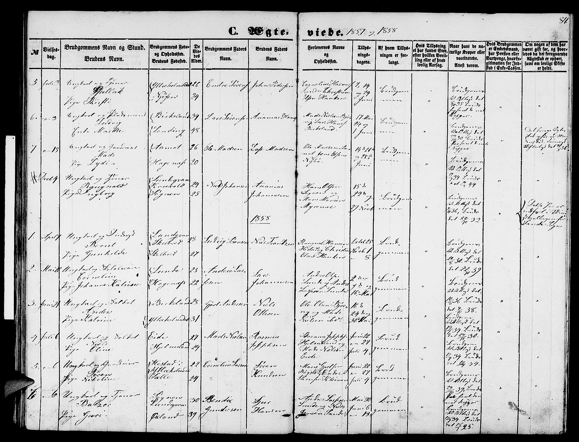 Gaular sokneprestembete, SAB/A-80001/H/Hab: Parish register (copy) no. B 1, 1853-1863, p. 84