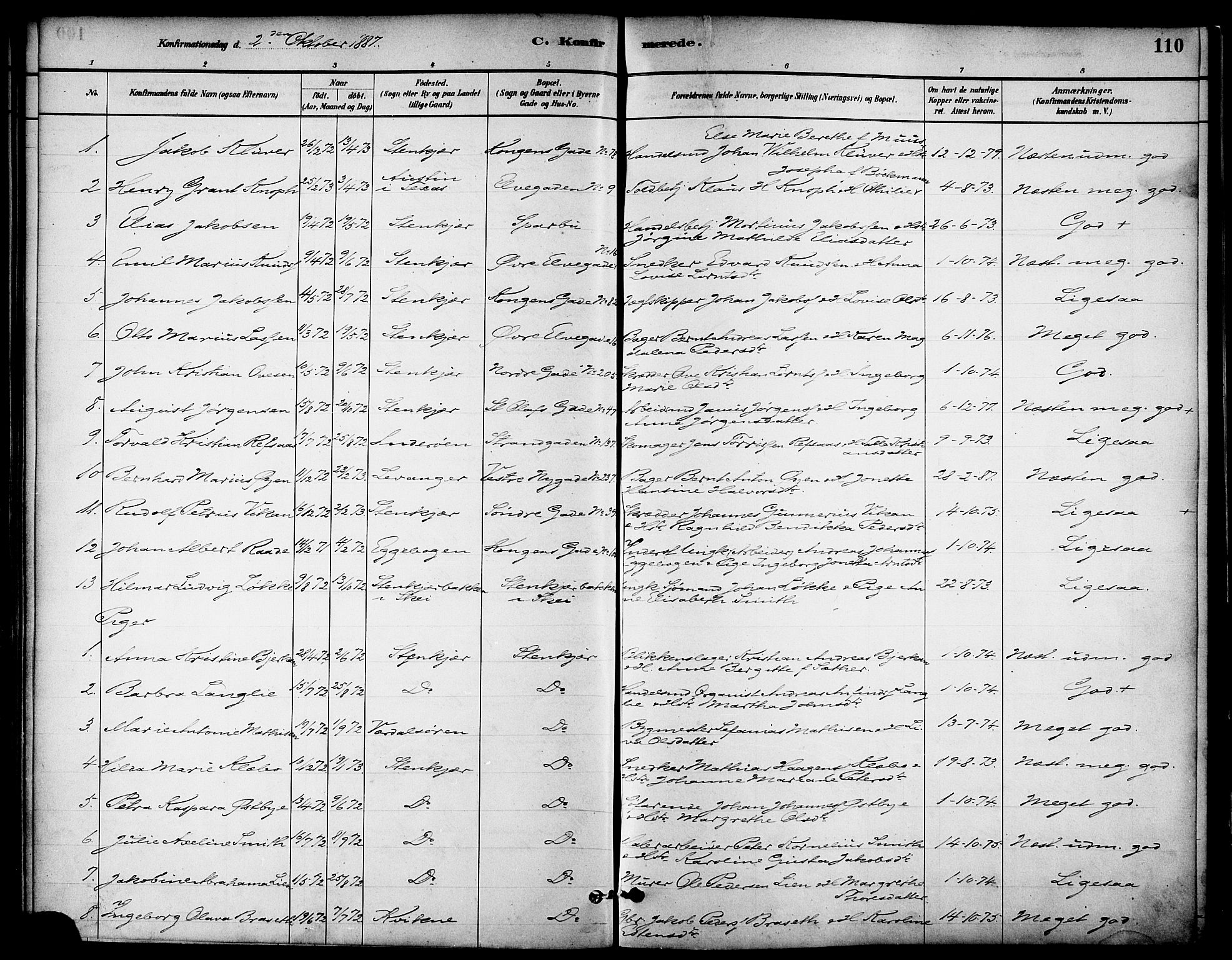 Ministerialprotokoller, klokkerbøker og fødselsregistre - Nord-Trøndelag, SAT/A-1458/739/L0371: Parish register (official) no. 739A03, 1881-1895, p. 110