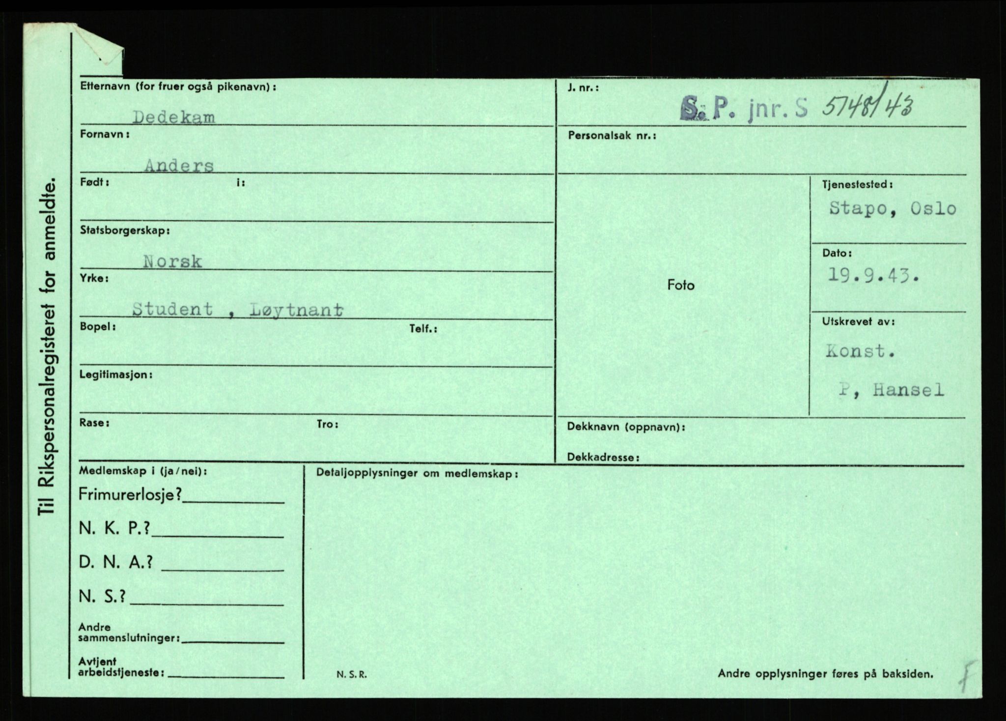 Statspolitiet - Hovedkontoret / Osloavdelingen, AV/RA-S-1329/C/Ca/L0003: Brechan - Eichinger	, 1943-1945, p. 3258