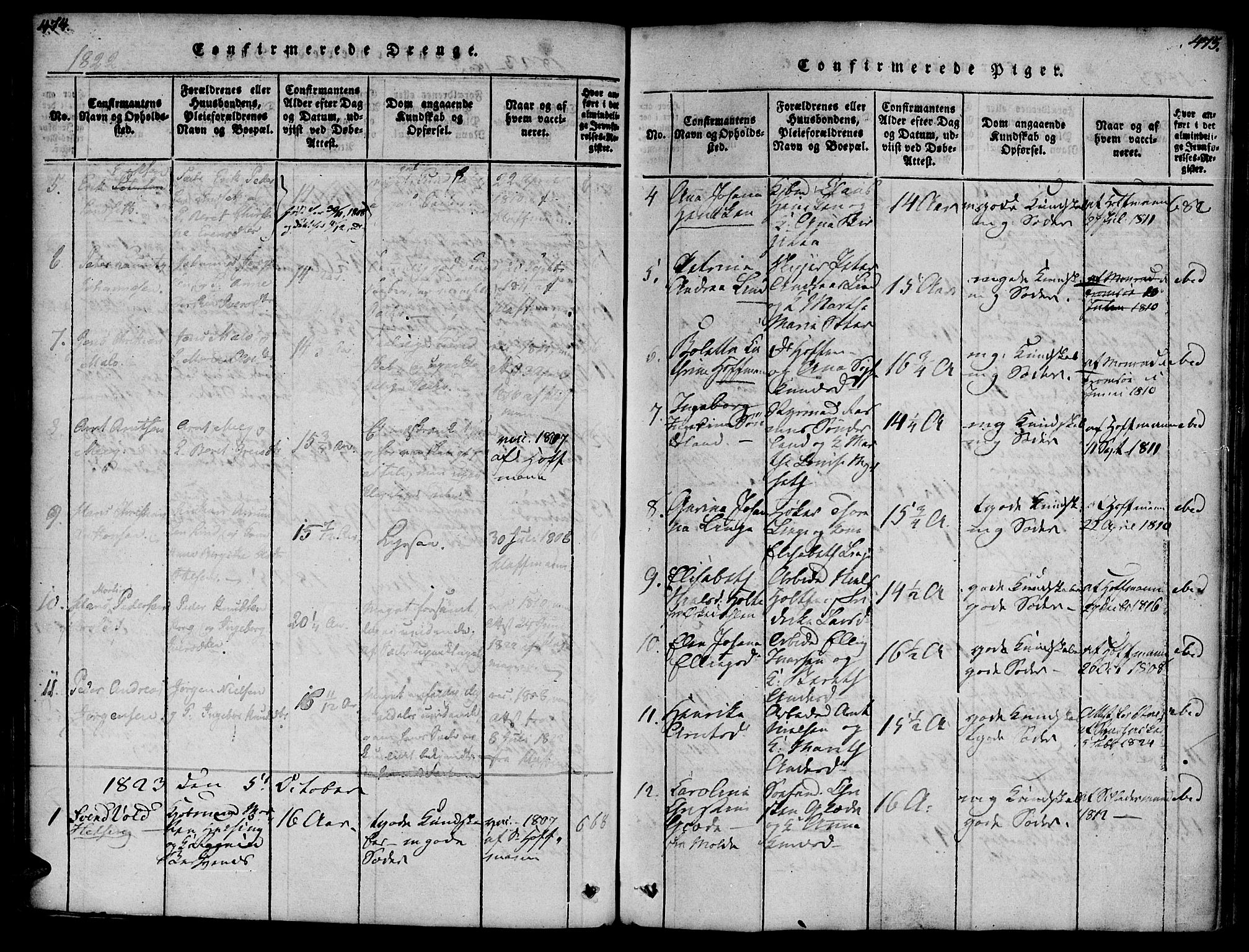 Ministerialprotokoller, klokkerbøker og fødselsregistre - Møre og Romsdal, AV/SAT-A-1454/572/L0842: Parish register (official) no. 572A05, 1819-1832, p. 474-475