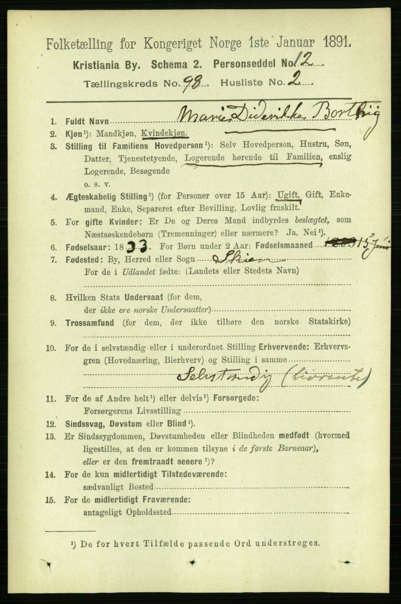RA, 1891 census for 0301 Kristiania, 1891, p. 47745