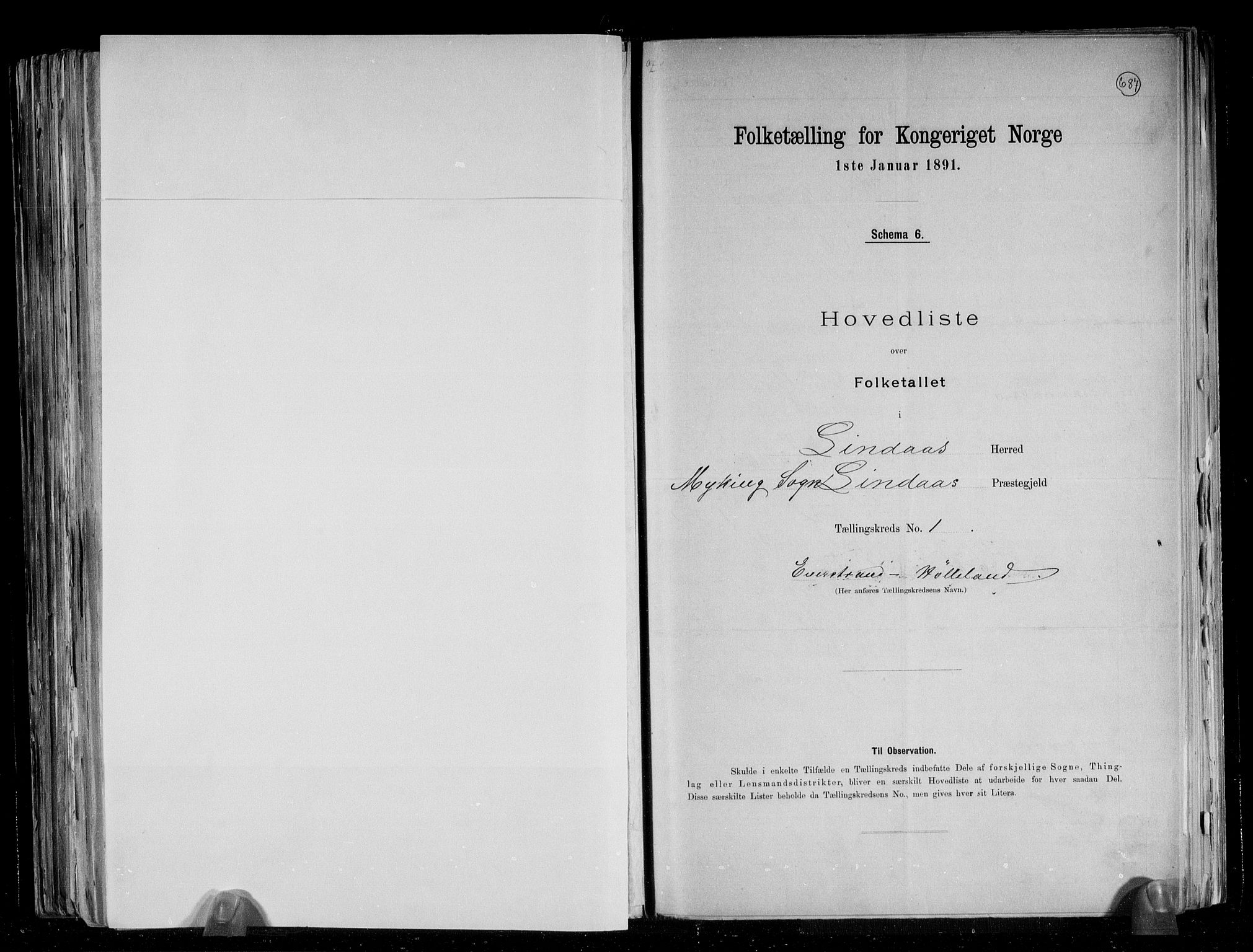 RA, 1891 census for 1263 Lindås, 1891, p. 5