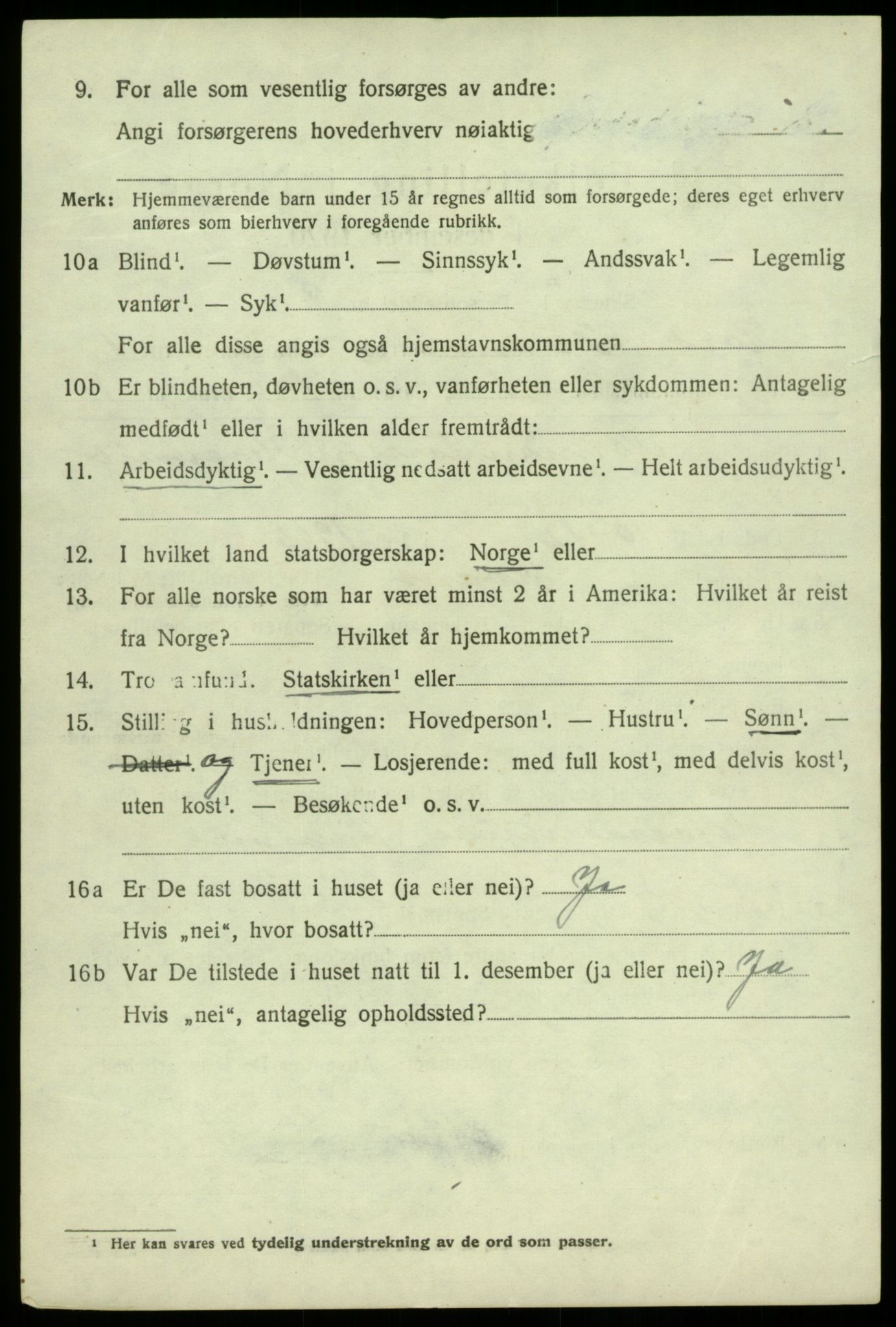 SAB, 1920 census for Kvam, 1920, p. 1442