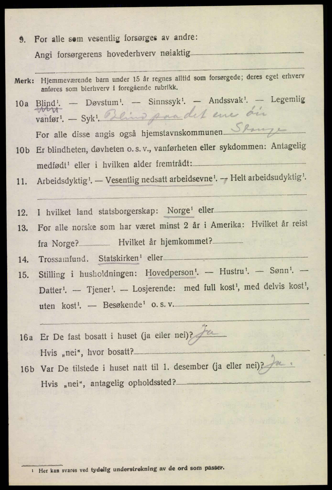 SAH, 1920 census for Stange, 1920, p. 16086