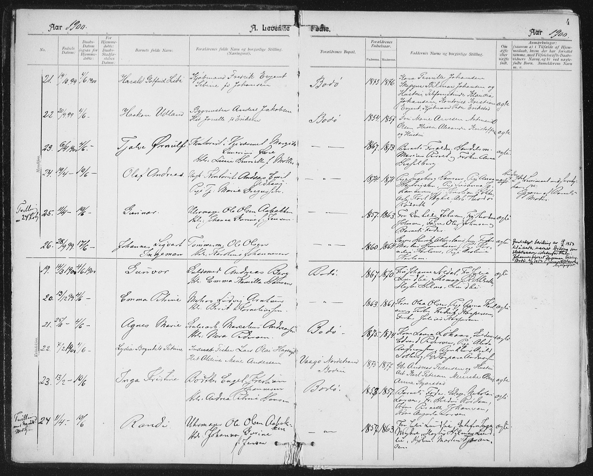 Ministerialprotokoller, klokkerbøker og fødselsregistre - Nordland, AV/SAT-A-1459/801/L0011: Parish register (official) no. 801A11, 1900-1916, p. 4