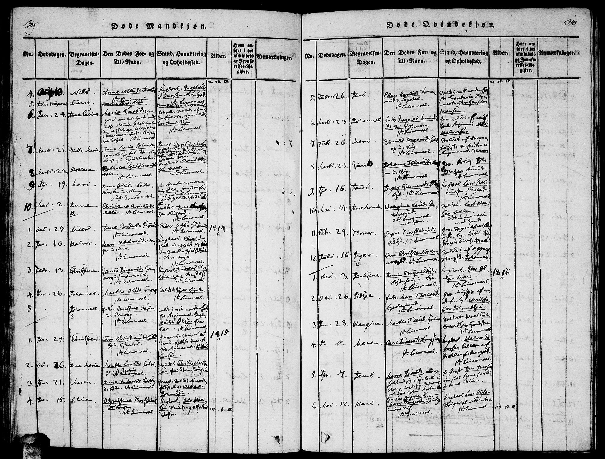 Enebakk prestekontor Kirkebøker, SAO/A-10171c/F/Fa/L0005: Parish register (official) no. I 5, 1790-1825, p. 309-310