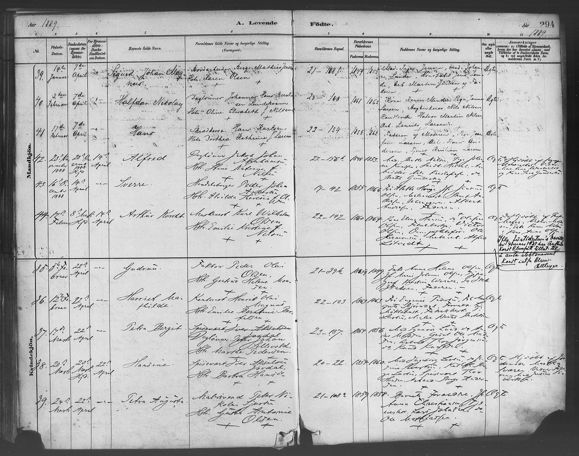 Korskirken sokneprestembete, AV/SAB-A-76101/H/Haa/L0021: Parish register (official) no. B 7, 1878-1889, p. 294