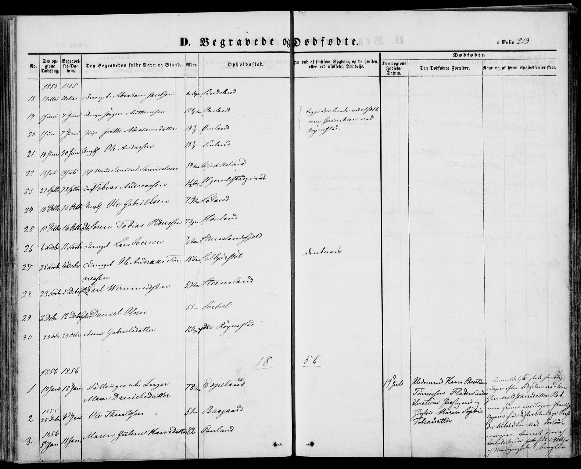 Kvinesdal sokneprestkontor, SAK/1111-0026/F/Fa/Fab/L0005: Parish register (official) no. A 5, 1844-1857, p. 213