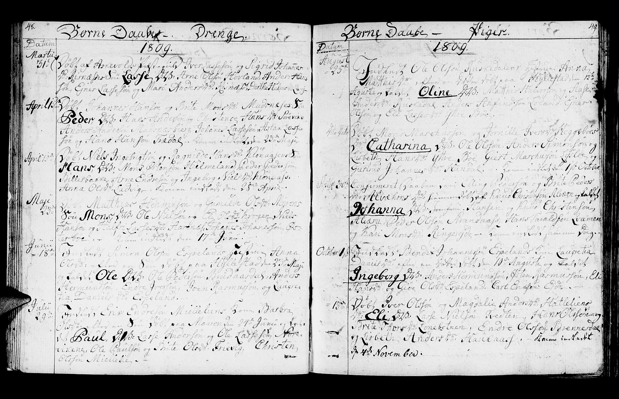 Lavik sokneprestembete, SAB/A-80901: Parish register (official) no. A 1, 1809-1822, p. 48-49