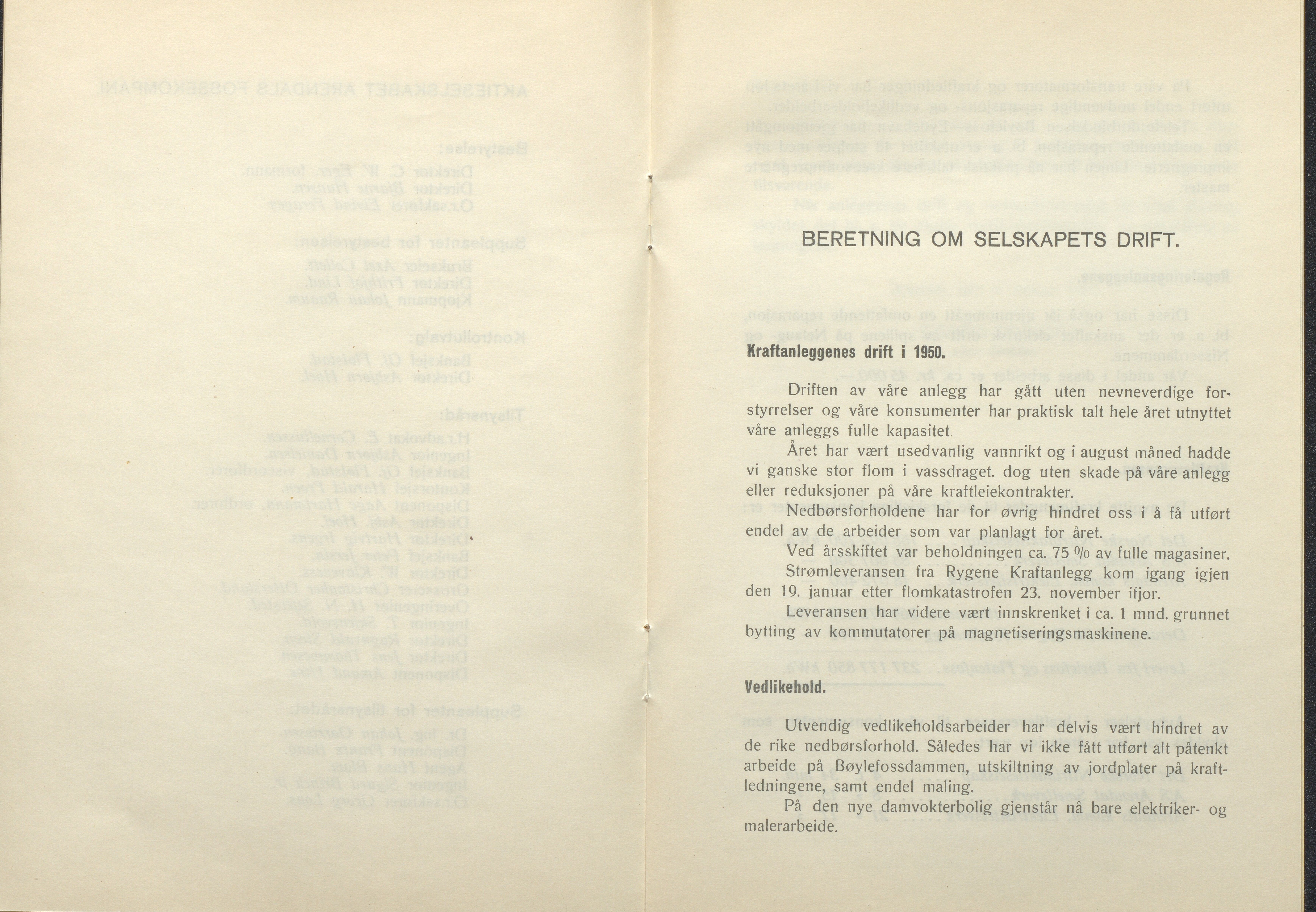 Arendals Fossekompani, AAKS/PA-2413/X/X01/L0001/0012: Beretninger, regnskap, balansekonto, gevinst- og tapskonto / Beretning, regnskap 1945 - 1962, 1945-1962, p. 33