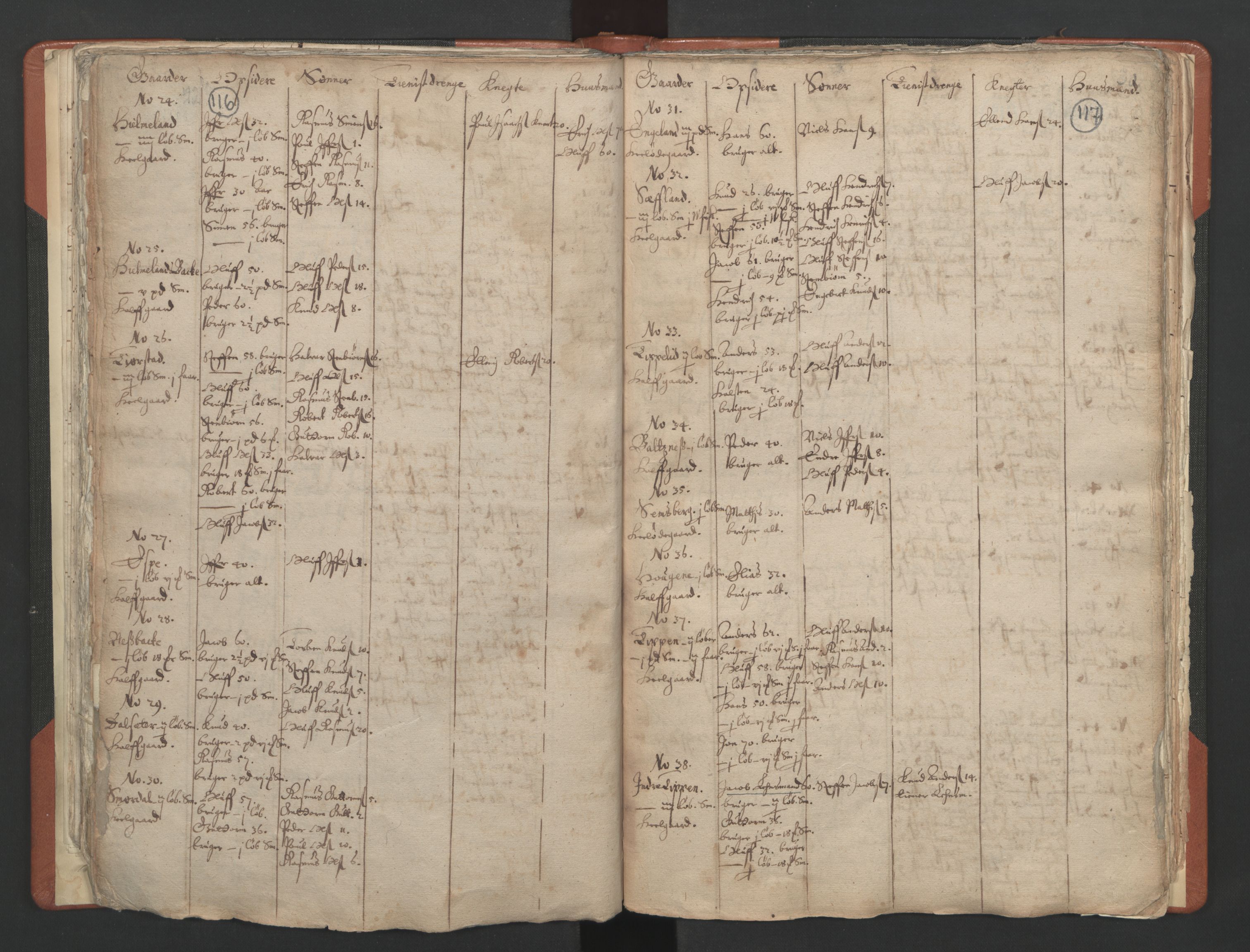 RA, Vicar's Census 1664-1666, no. 25: Nordfjord deanery, 1664-1666, p. 116-117