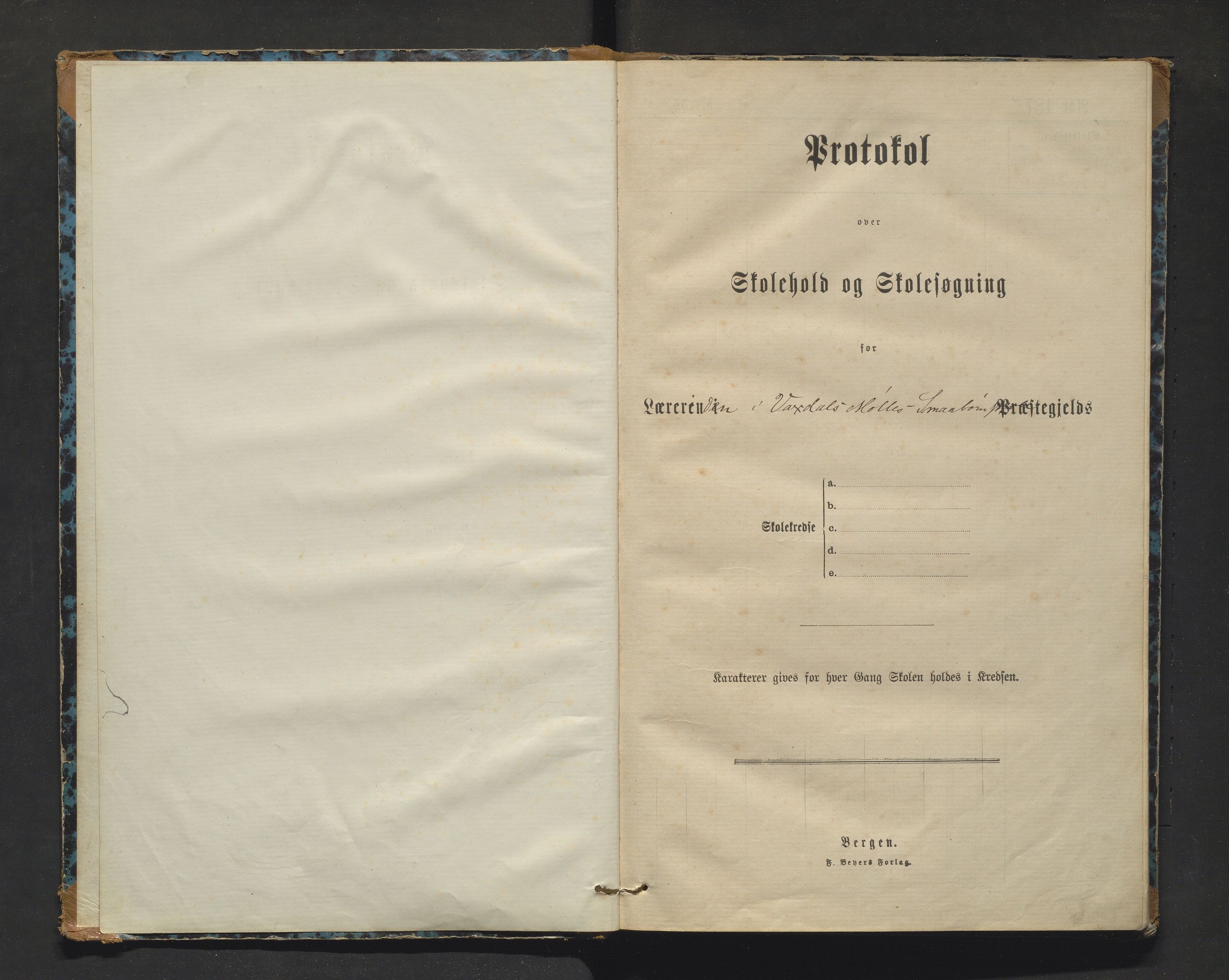 Bruvik kommune. Barneskulane, IKAH/1251a-231/F/Fb/L0001: Skuleprotokoll for Vaksdal småbarnsskole, 1877-1913