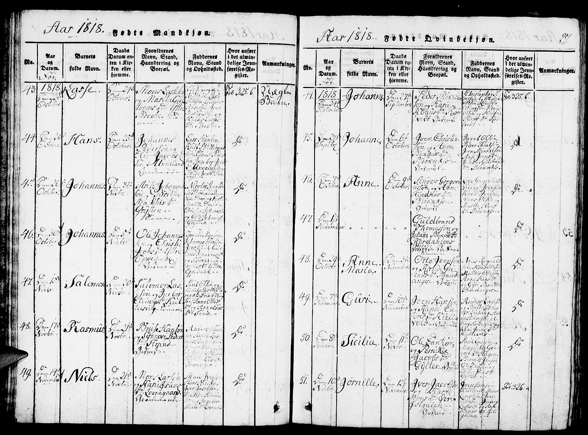 Gulen sokneprestembete, AV/SAB-A-80201/H/Haa/Haaa/L0018: Parish register (official) no. A 18, 1816-1825, p. 27