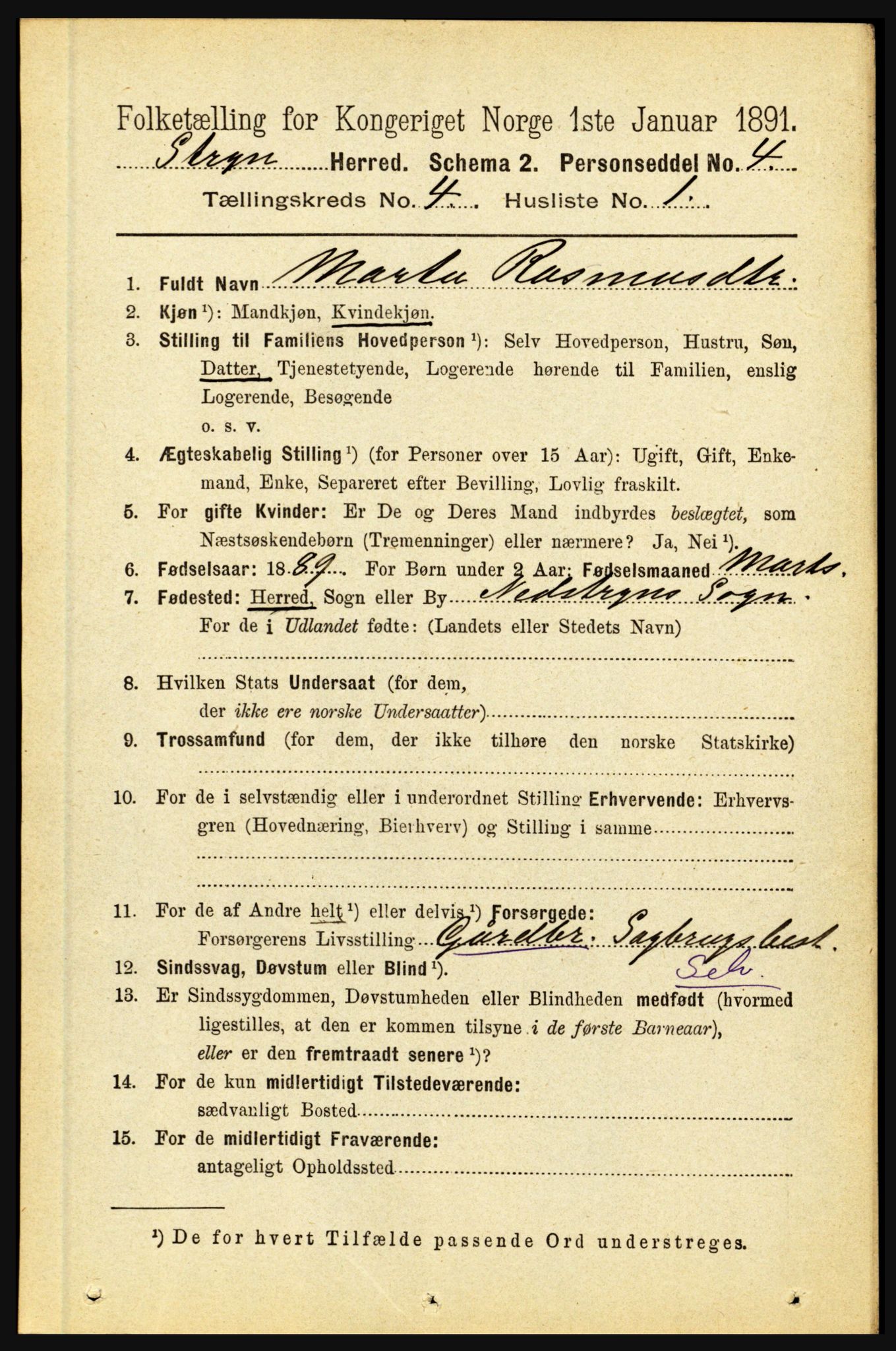 RA, 1891 census for 1448 Stryn, 1891, p. 1638