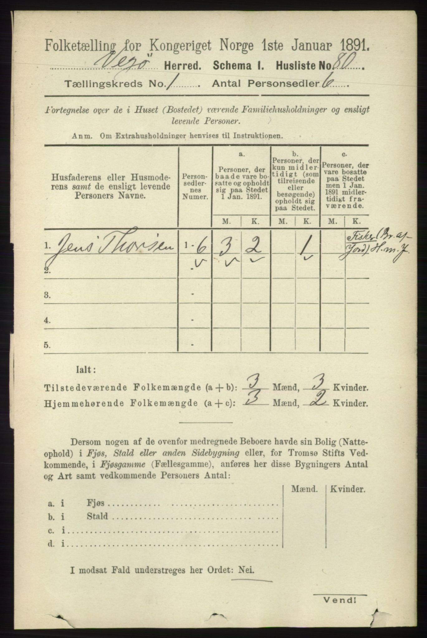 RA, 1891 census for 1815 Vega, 1891, p. 98