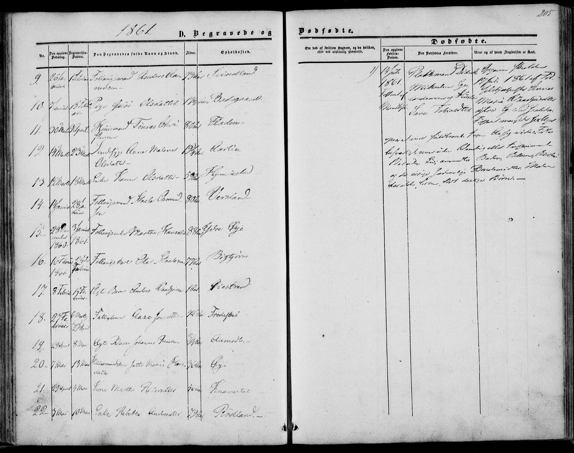 Kvinesdal sokneprestkontor, AV/SAK-1111-0026/F/Fa/Fab/L0006: Parish register (official) no. A 6, 1857-1869, p. 205