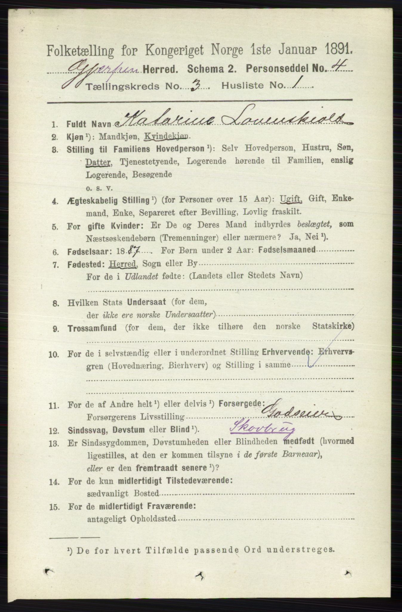 RA, 1891 census for 0812 Gjerpen, 1891, p. 1461