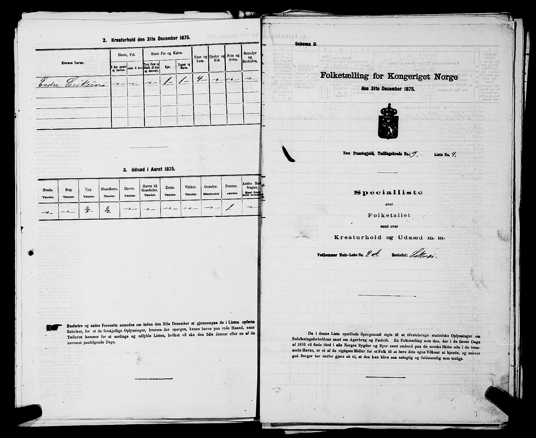 SAKO, 1875 census for 0616P Nes, 1875, p. 1412