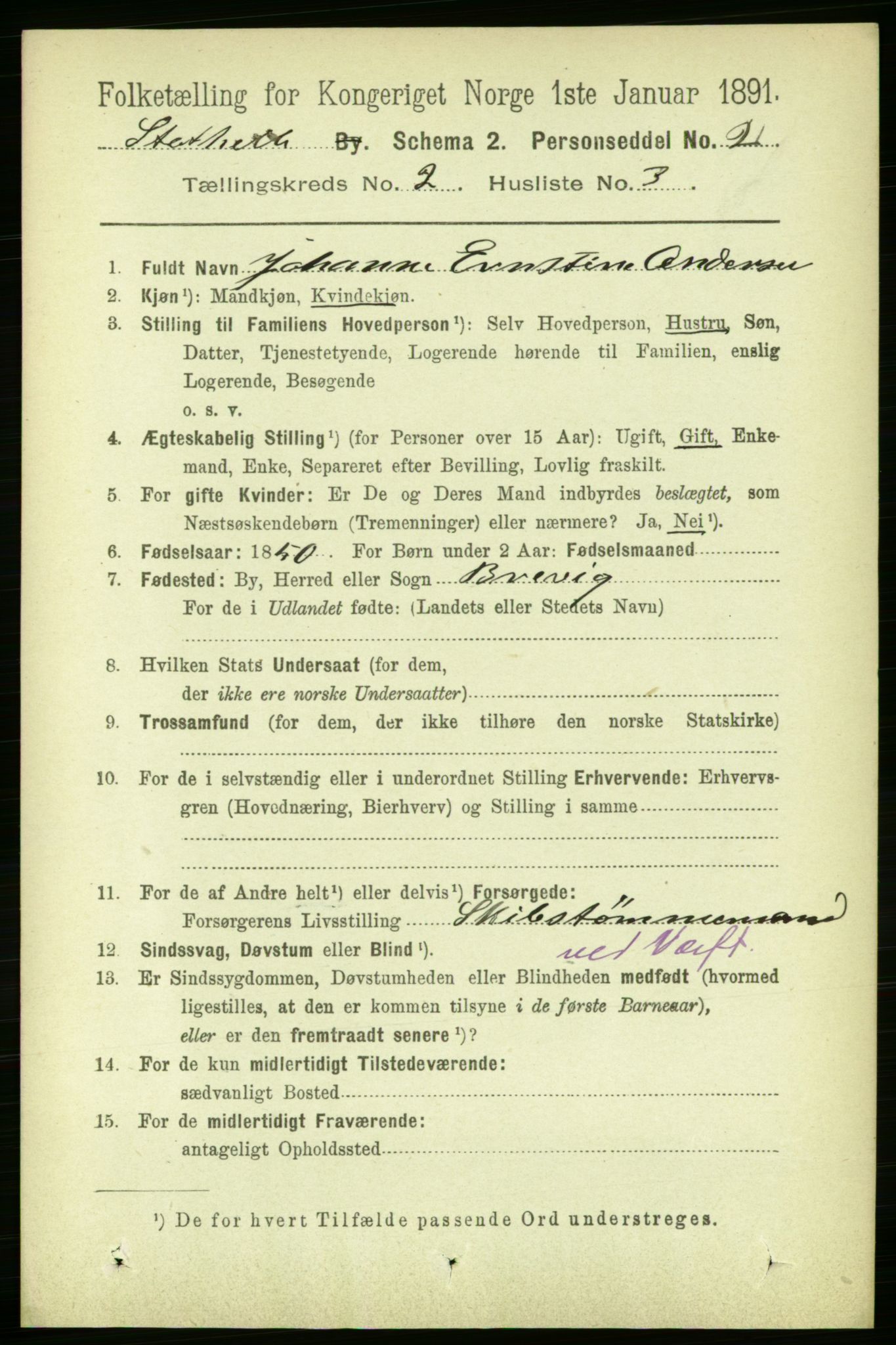 RA, 1891 census for 0803 Stathelle, 1891, p. 231