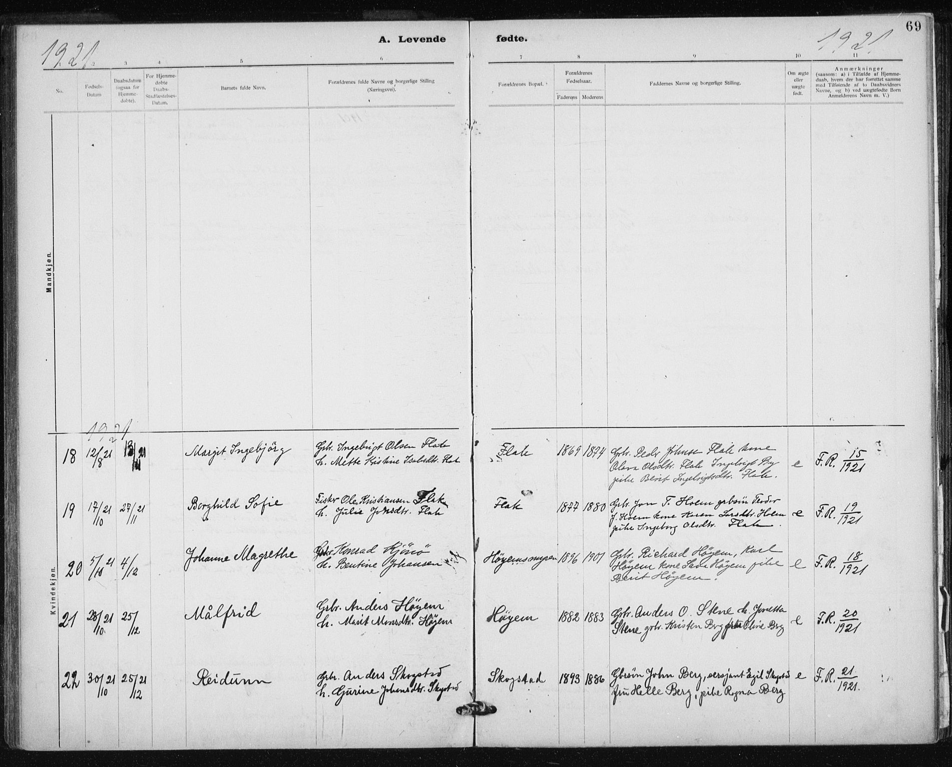 Ministerialprotokoller, klokkerbøker og fødselsregistre - Sør-Trøndelag, AV/SAT-A-1456/612/L0381: Parish register (official) no. 612A13, 1907-1923, p. 69