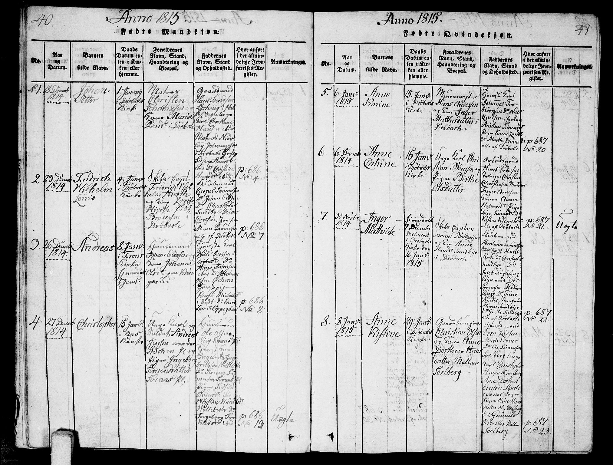 Ås prestekontor Kirkebøker, AV/SAO-A-10894/G/Ga/L0001: Parish register (copy) no. I 1, 1814-1820, p. 40-41