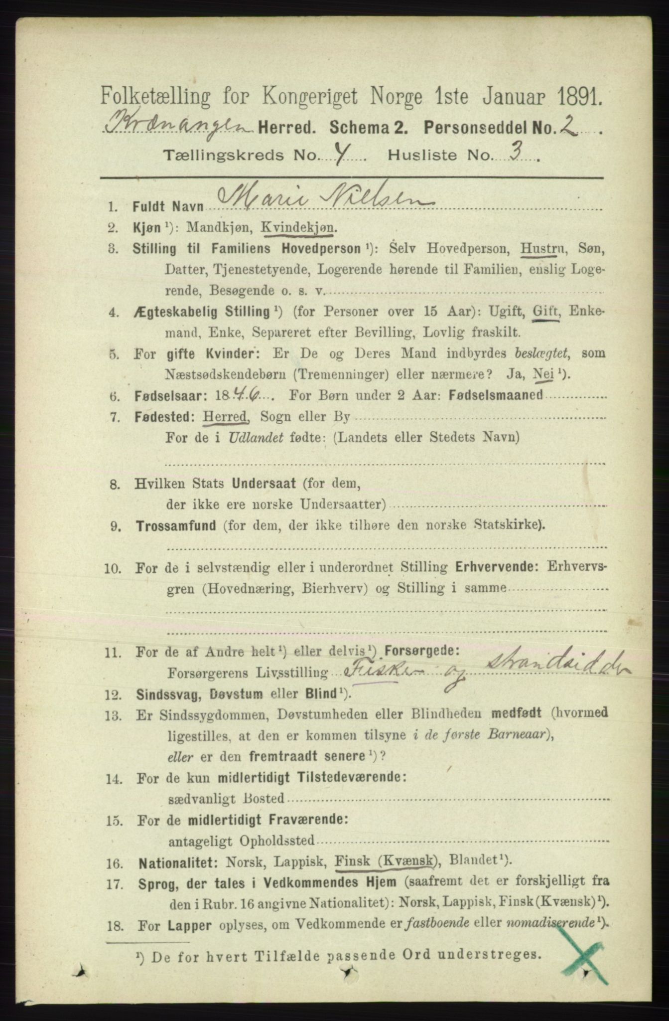 RA, 1891 census for 1943 Kvænangen, 1891, p. 1555