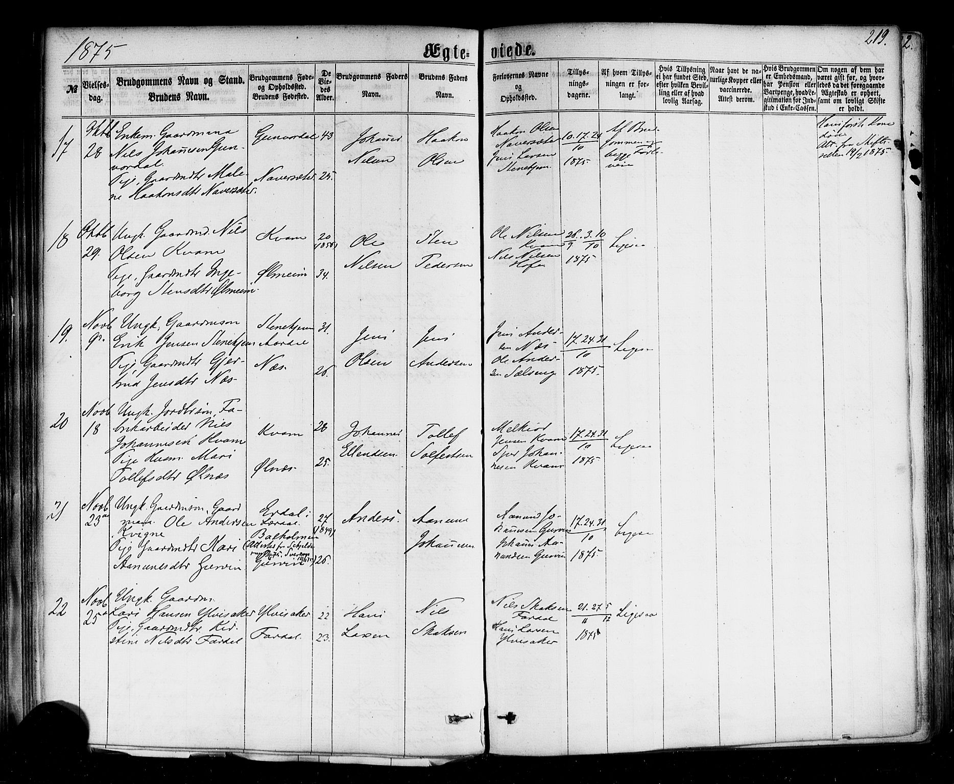 Sogndal sokneprestembete, AV/SAB-A-81301/H/Haa/Haaa/L0013: Parish register (official) no. A 13, 1859-1877, p. 219