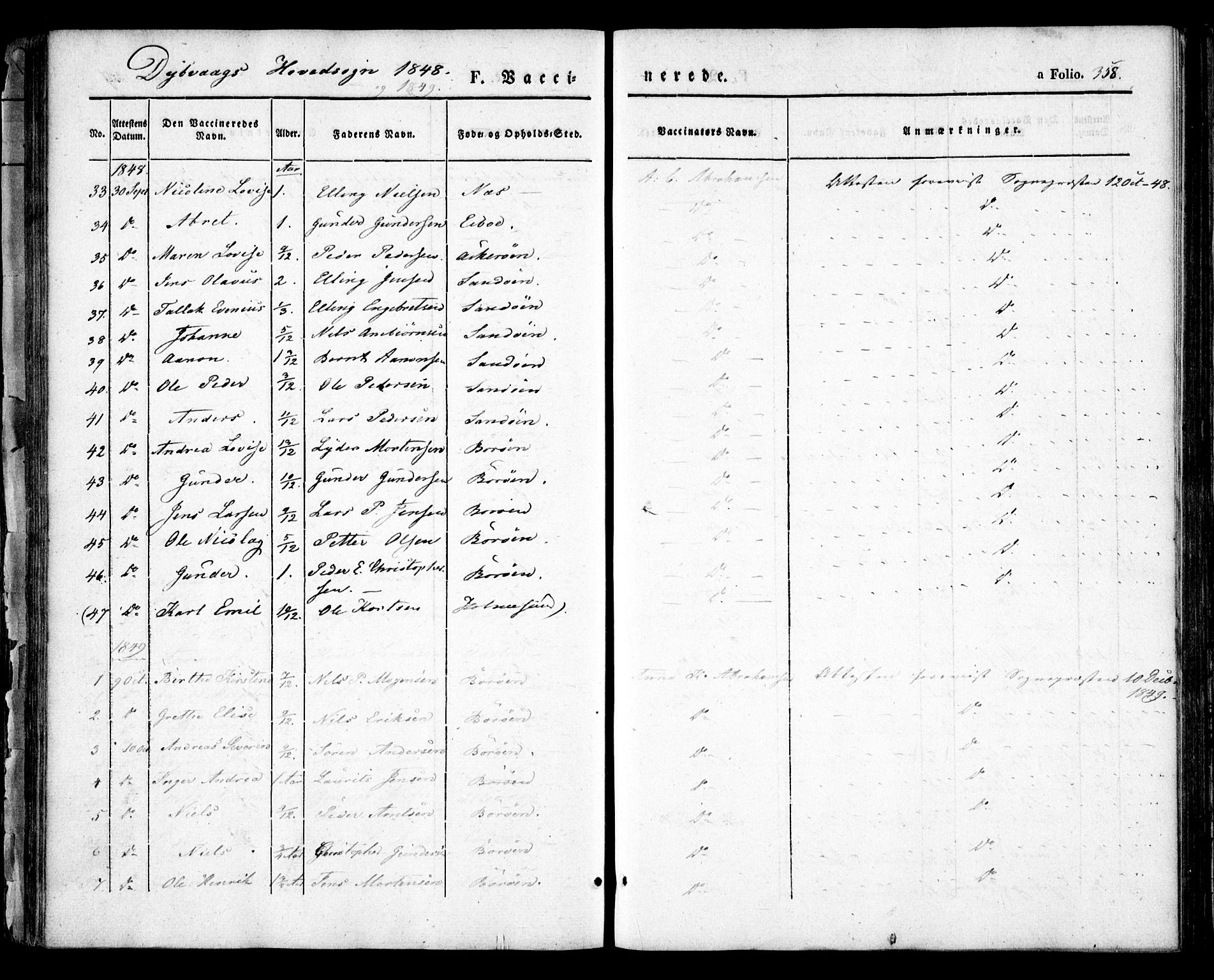 Dypvåg sokneprestkontor, AV/SAK-1111-0007/F/Fa/Faa/L0005: Parish register (official) no. A 5, 1841-1854, p. 358