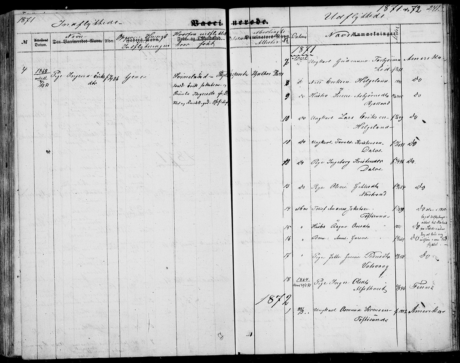 Nedstrand sokneprestkontor, SAST/A-101841/01/IV: Parish register (official) no. A 9, 1861-1876, p. 241