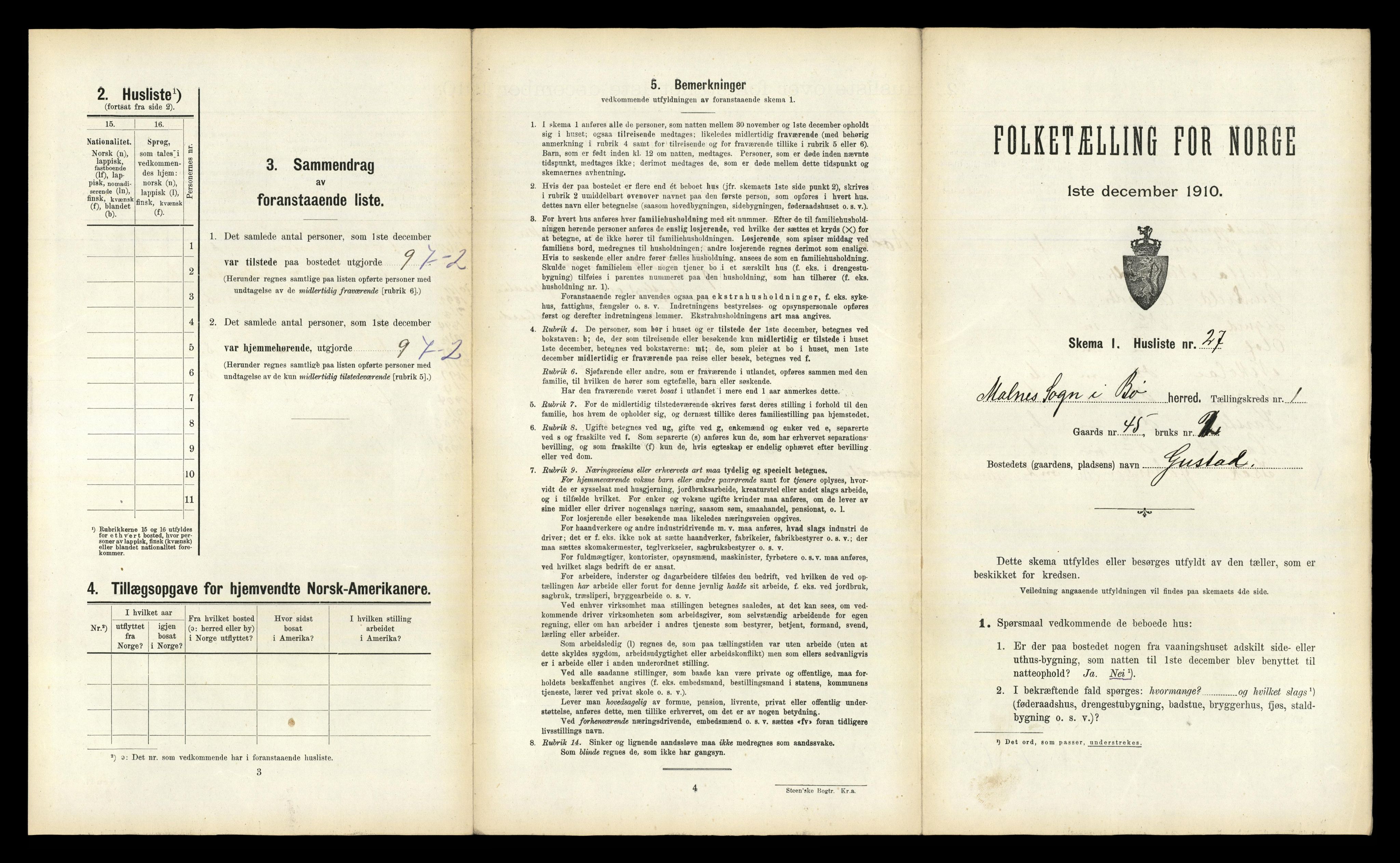 RA, 1910 census for Bø, 1910, p. 1133