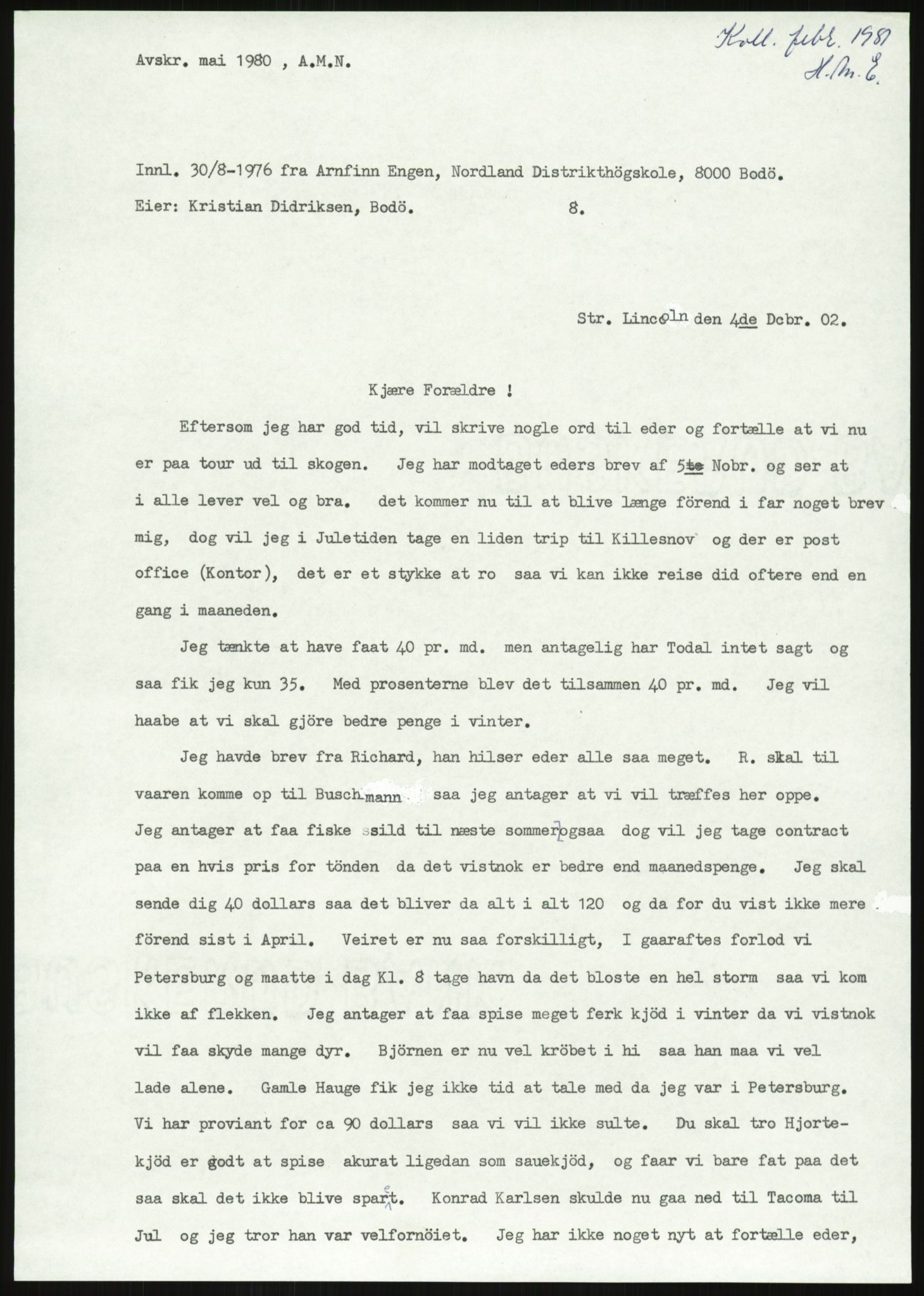 Samlinger til kildeutgivelse, Amerikabrevene, AV/RA-EA-4057/F/L0035: Innlån fra Nordland, 1838-1914, p. 59