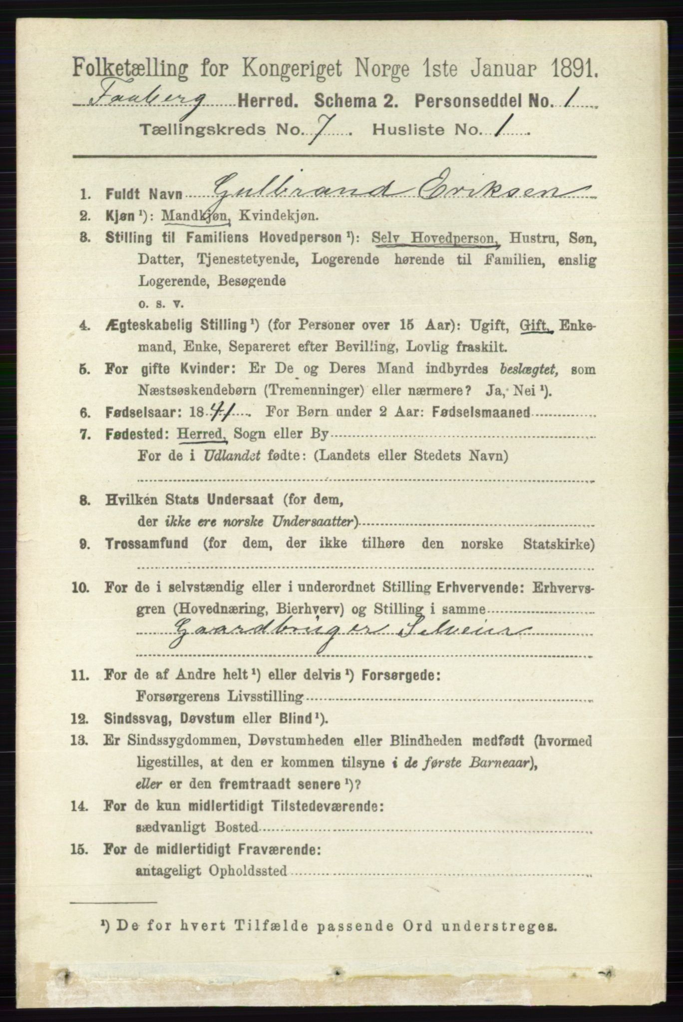 RA, 1891 census for 0524 Fåberg, 1891, p. 2782