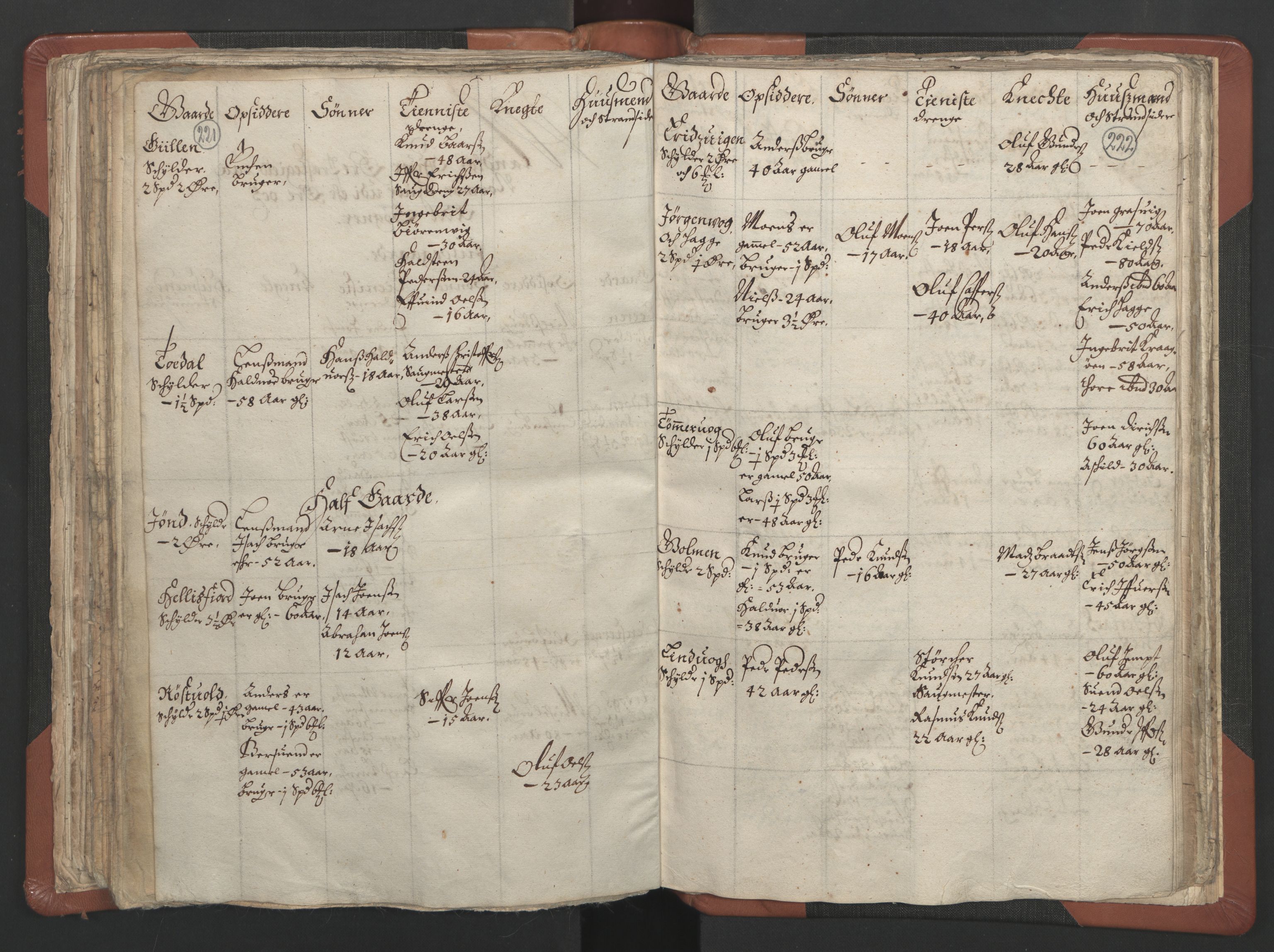 RA, Vicar's Census 1664-1666, no. 29: Nordmøre deanery, 1664-1666, p. 221-222