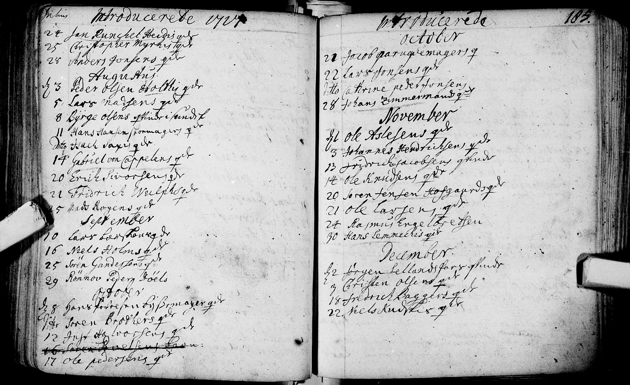 Bragernes kirkebøker, AV/SAKO-A-6/F/Fa/L0003: Parish register (official) no. I 3, 1706-1734, p. 185