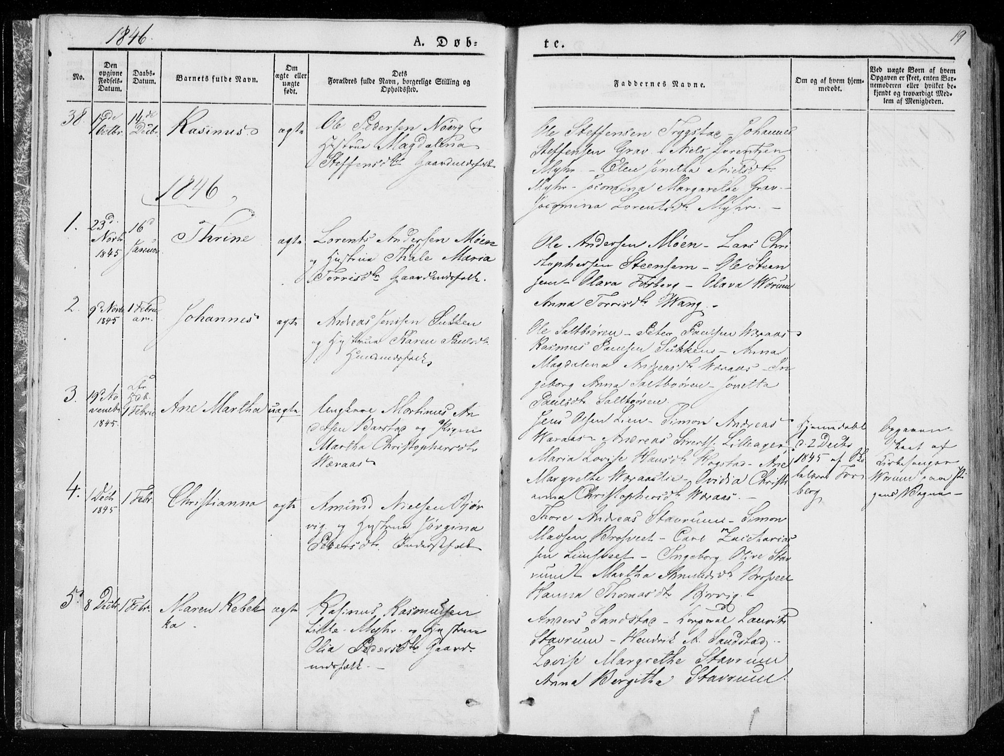 Ministerialprotokoller, klokkerbøker og fødselsregistre - Nord-Trøndelag, SAT/A-1458/722/L0218: Parish register (official) no. 722A05, 1843-1868, p. 19